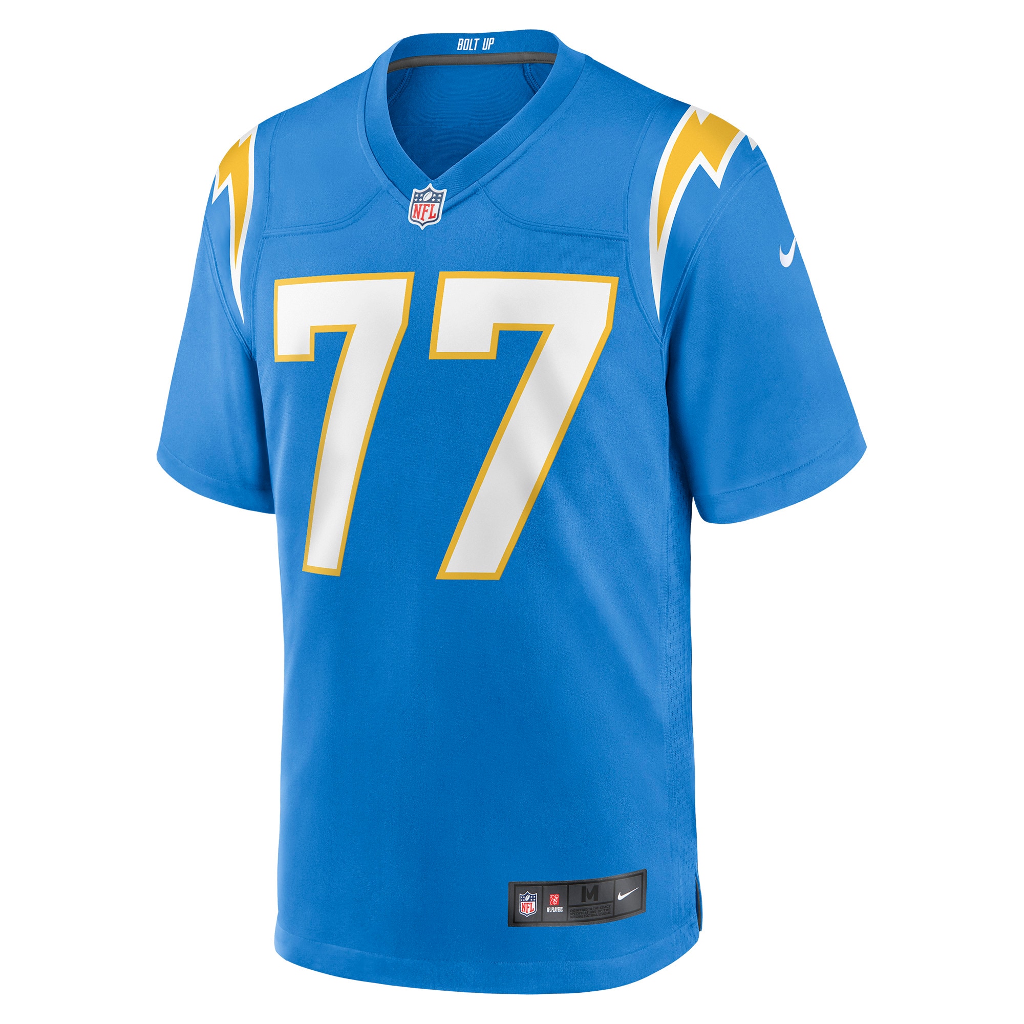 Alternative view of Men's Los Angeles Chargers Zion Johnson Powder Blue Player Game Jersey JS1350 nicesnker