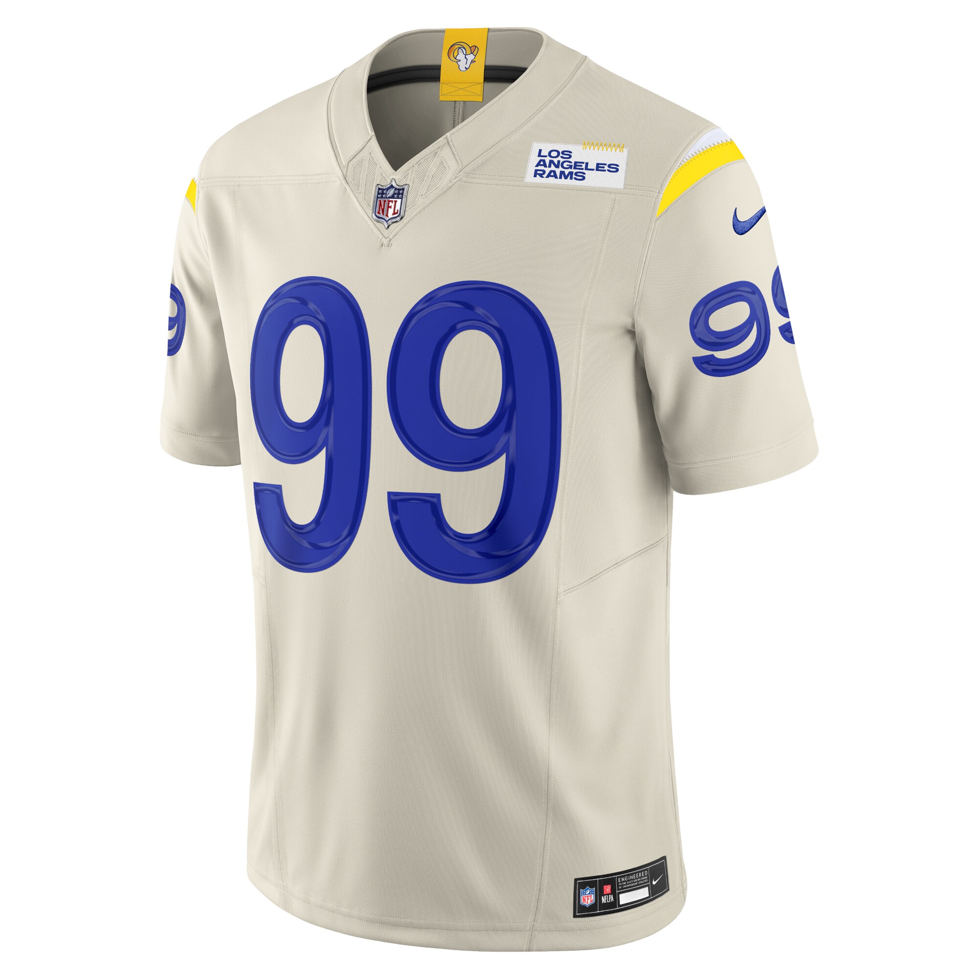 Alternative view of Men's Los Angeles Rams Aaron Donald Bone Alternate Vapor F.U.S.E. Limited Jersey JS4807 nicesnker