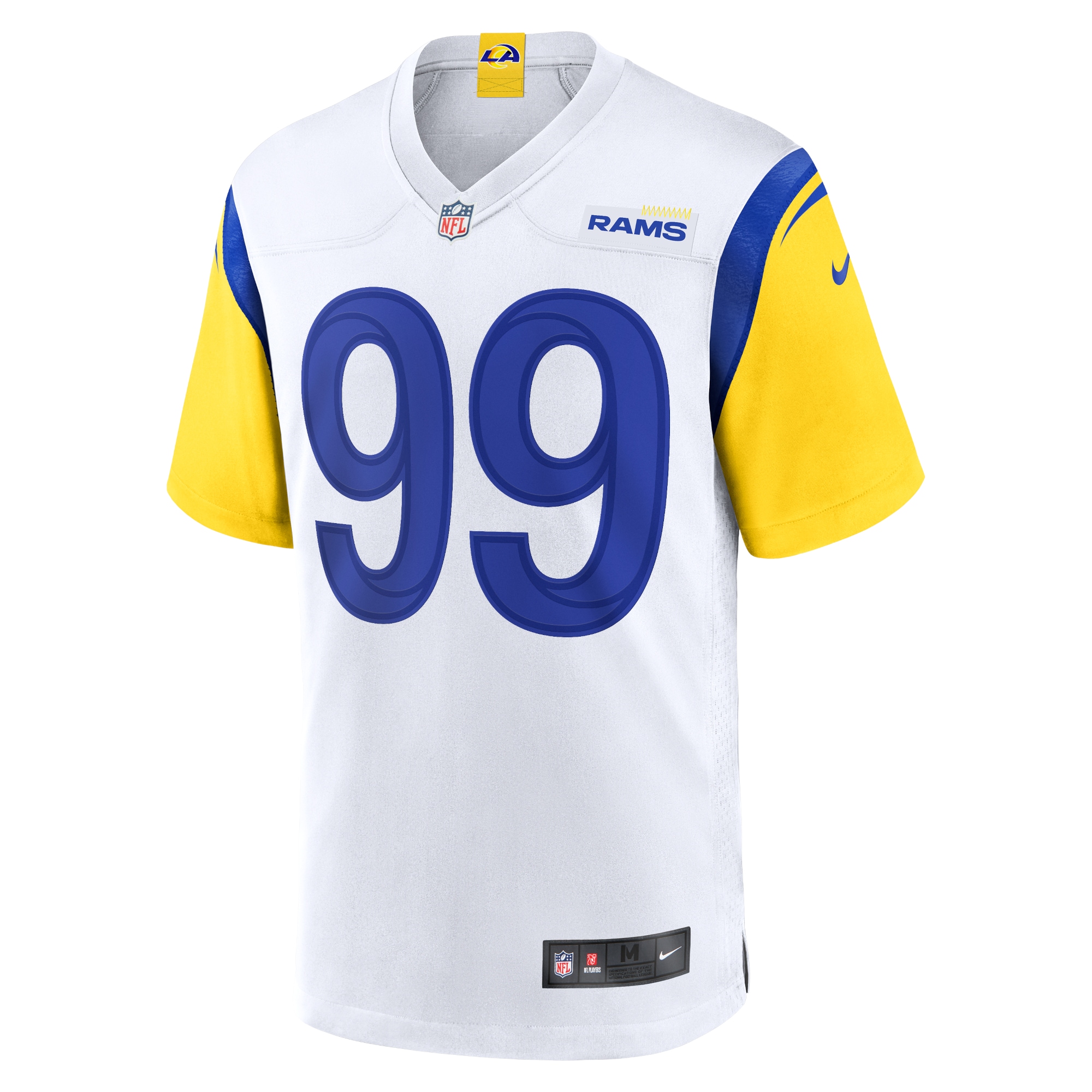 Alternative view of Men's Los Angeles Rams Aaron Donald White Alternate Player Game Jersey JS8667 nicesnker