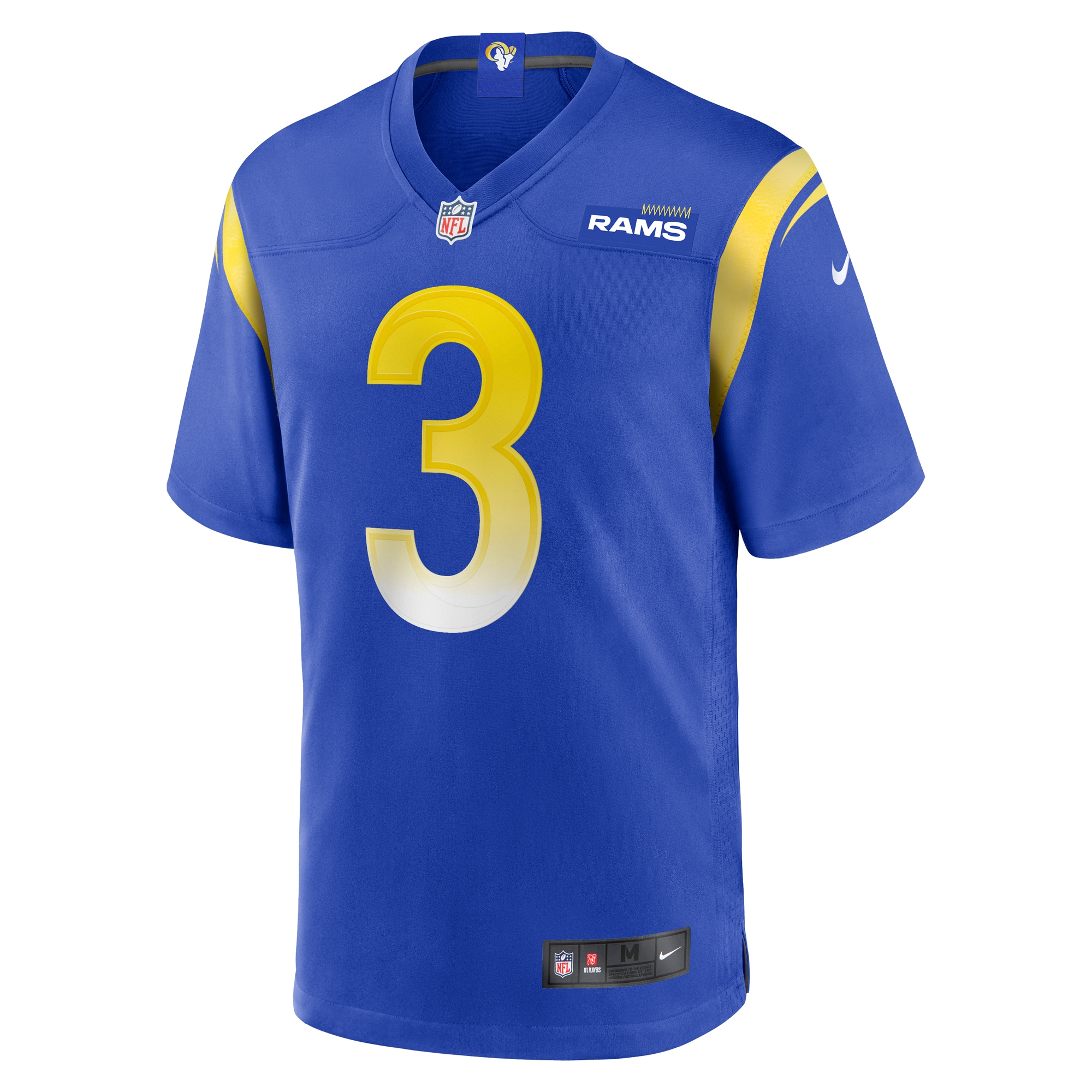 Alternative view of Men's Los Angeles Rams Kamren Curl Royal Game Jersey JS7995 nicesnker
