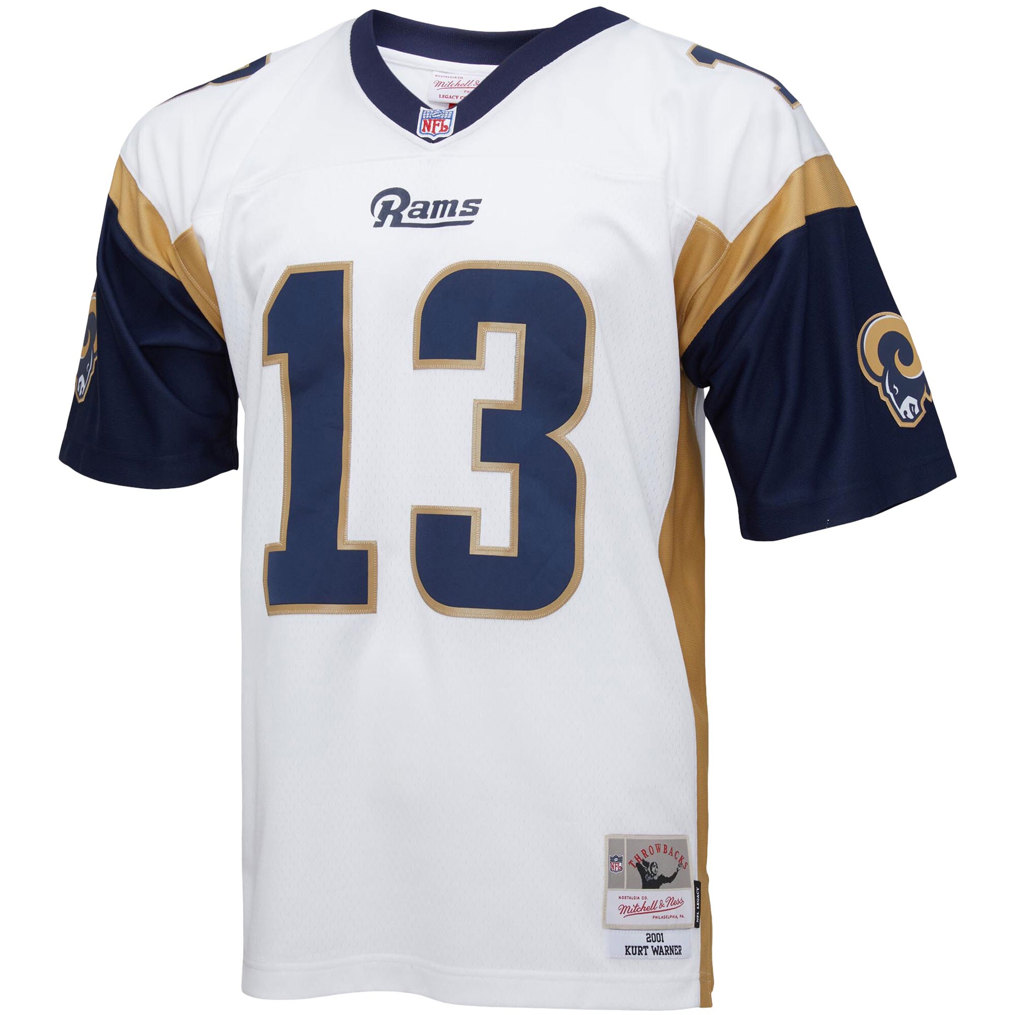 Alternative view of Men's Los Angeles Rams Kurt Warner Mitchell & Ness White Big & Tall 2001 Retired Player Jersey JS6111 nicesnker