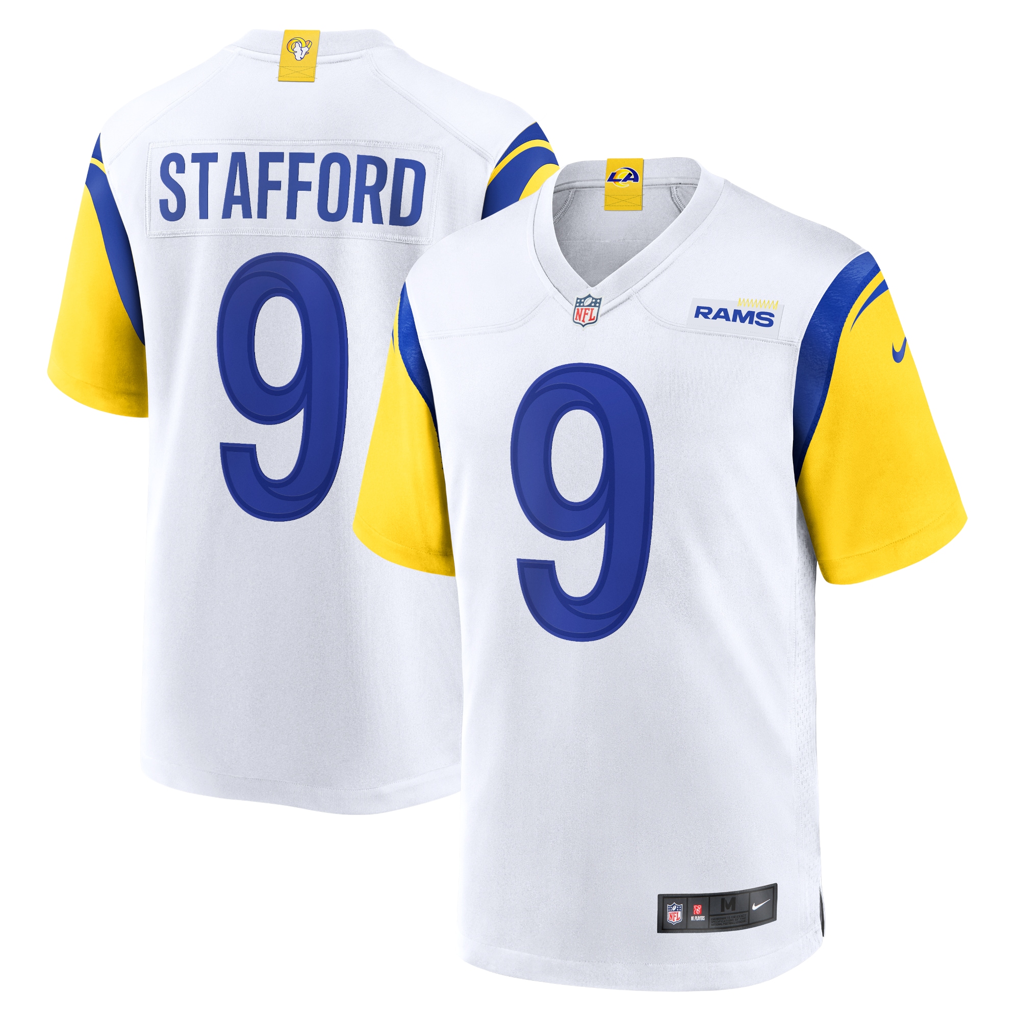 Men's Los Angeles Rams Matthew Stafford White Alternate Game Jersey JS4062 nicesnker