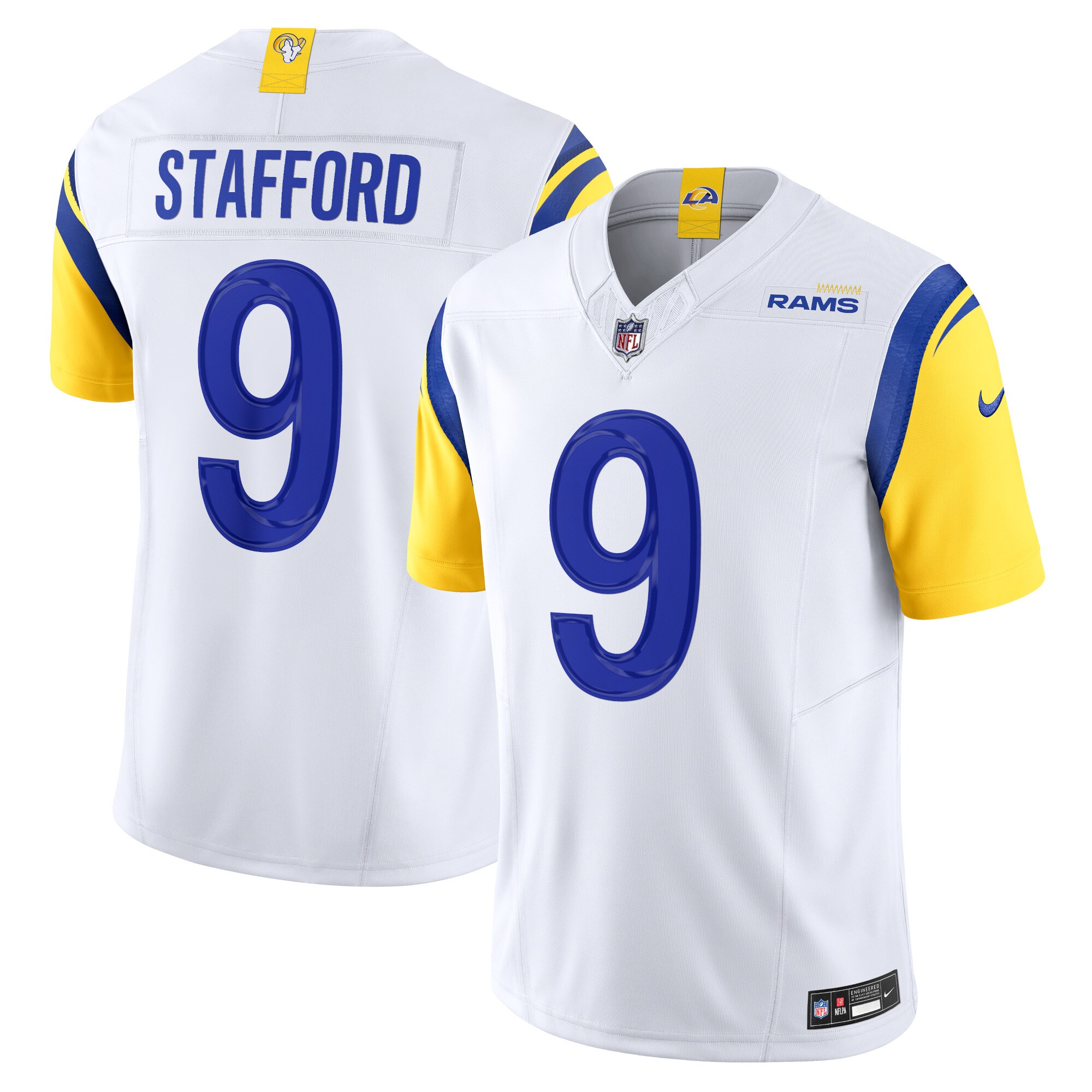 Men's Los Angeles Rams Matthew Stafford White Vapor F.U.S.E. Limited Jersey JS7536 nicesnker