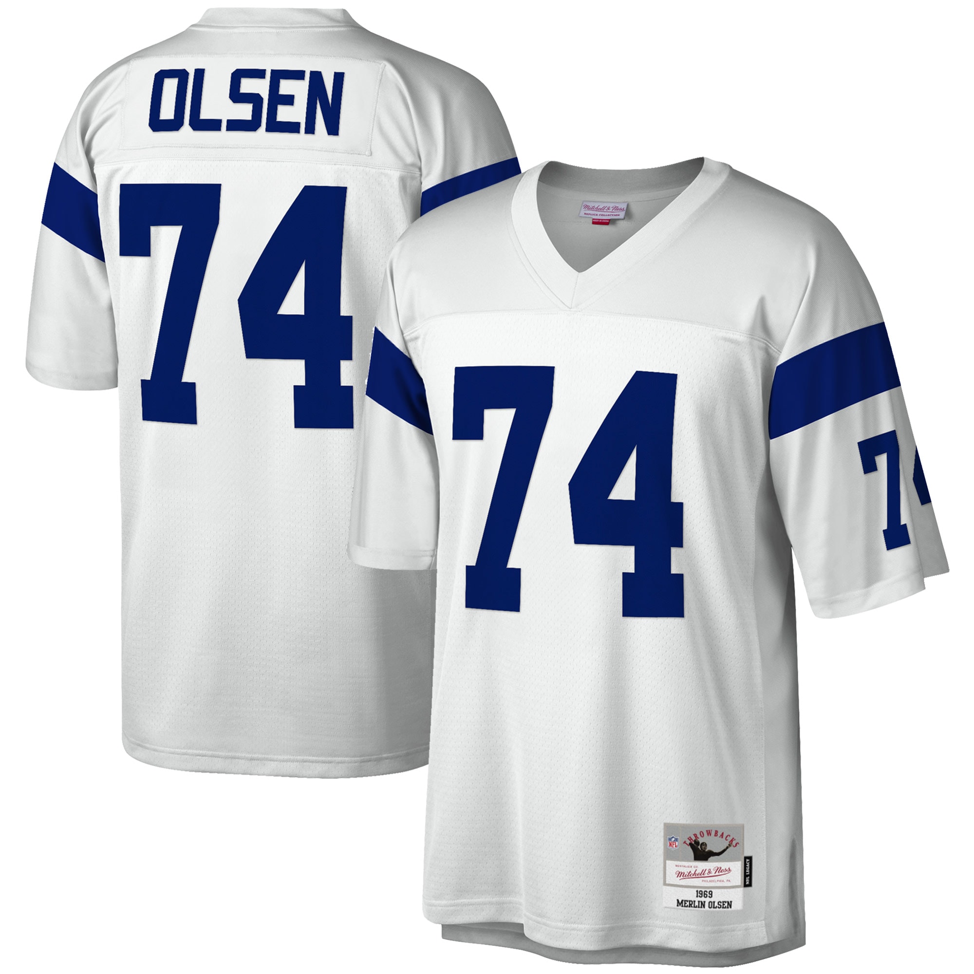 Men's Los Angeles Rams Merlin Olsen Mitchell & Ness White Legacy Jersey JS9649 nicesnker