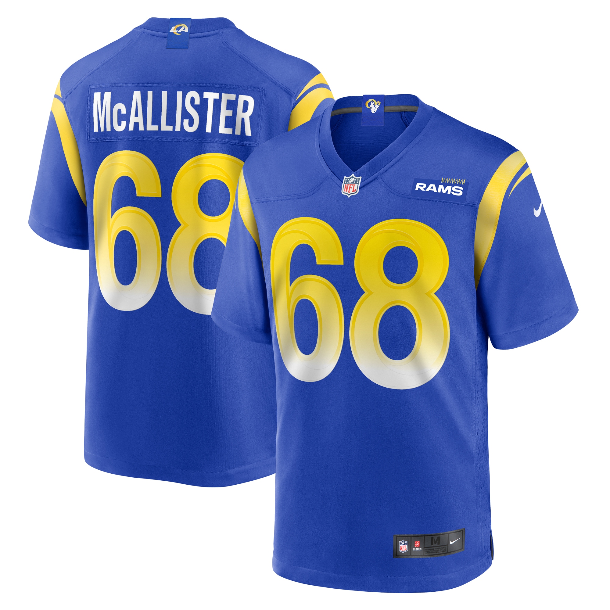 Men's Los Angeles Rams Mike McAllister Royal Home Game Jersey JS1718 nicesnker