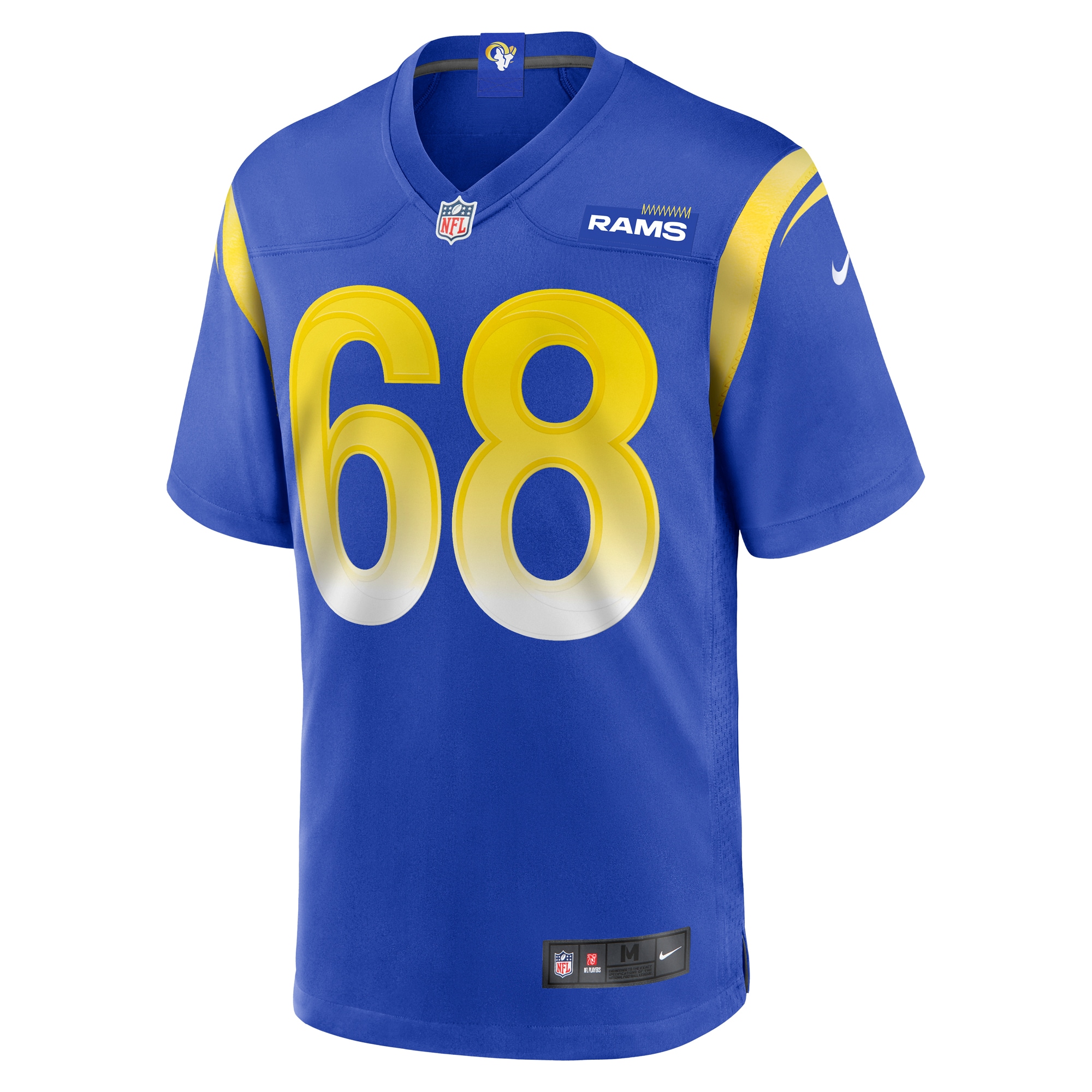 Alternative view of Men's Los Angeles Rams Mike McAllister Royal Home Game Jersey JS1718 nicesnker