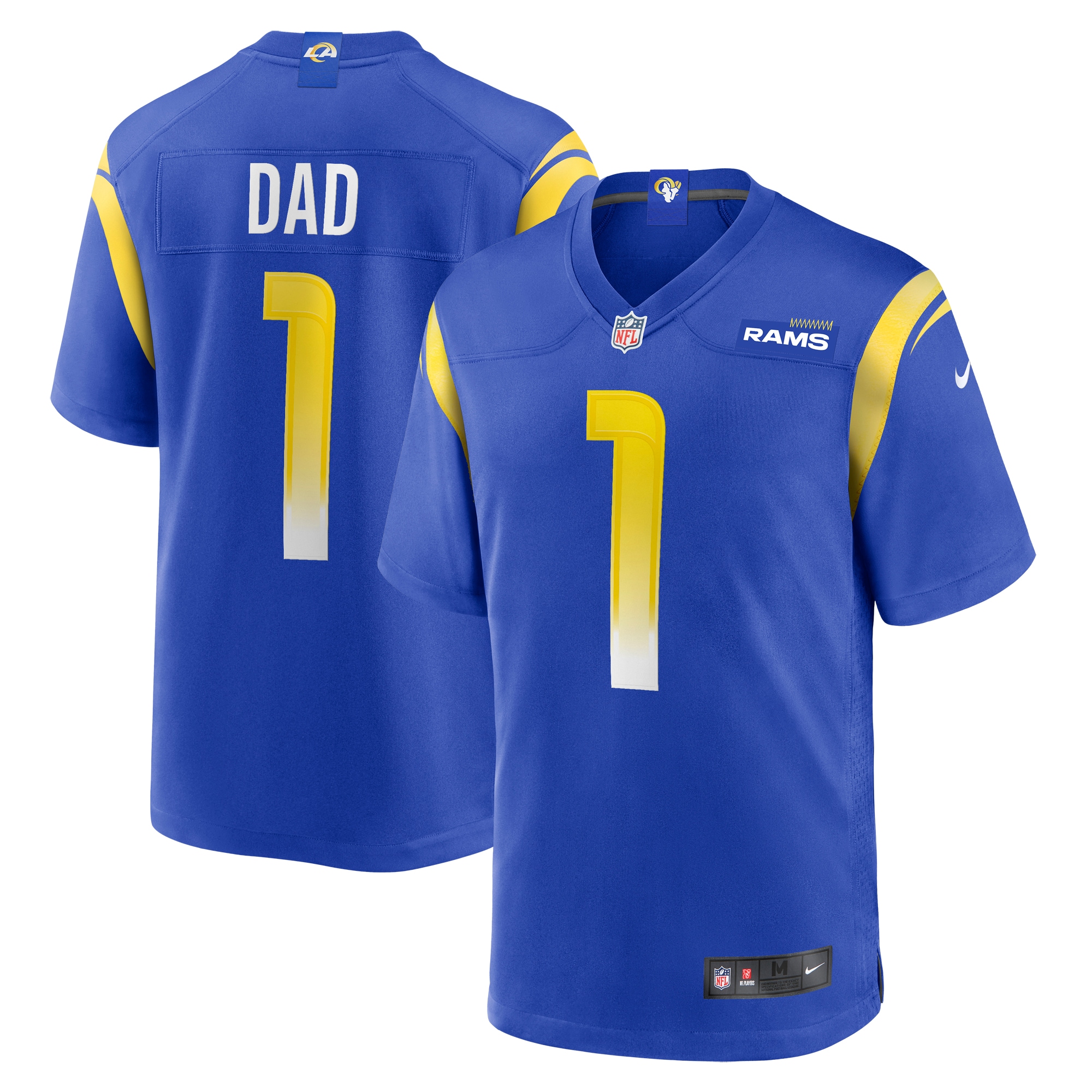Men's Los Angeles Rams Number 1 Dad Royal Game Jersey JS6926 nicesnker