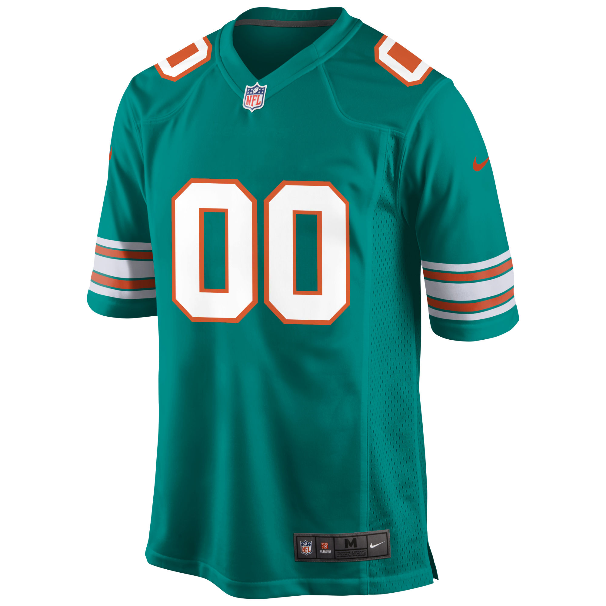 Alternative view of Men's Miami Dolphins Aqua Alternate Custom Game Jersey JS5540 nicesnker
