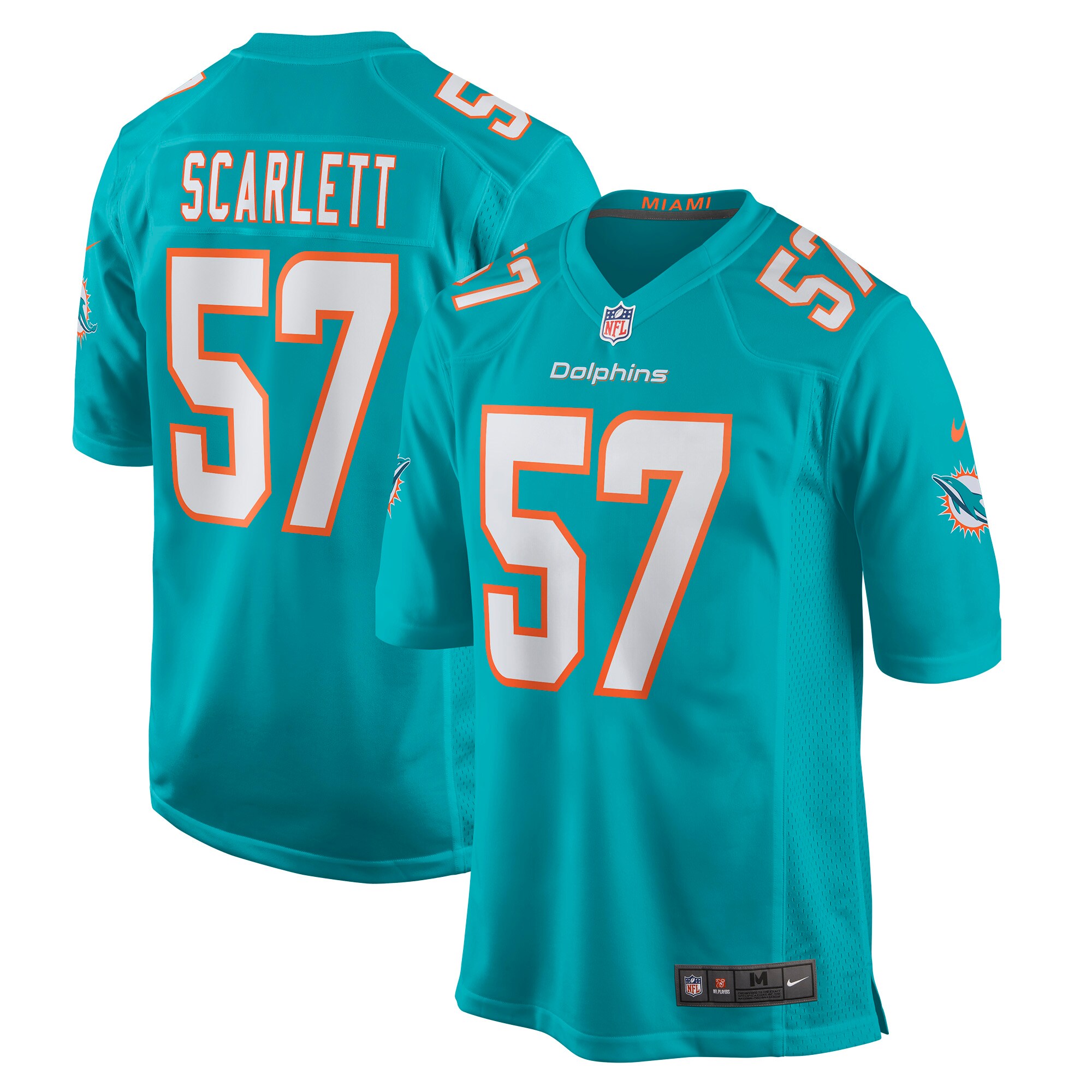 Men's Miami Dolphins Brennan Scarlett Aqua Game Jersey JS6584 nicesnker