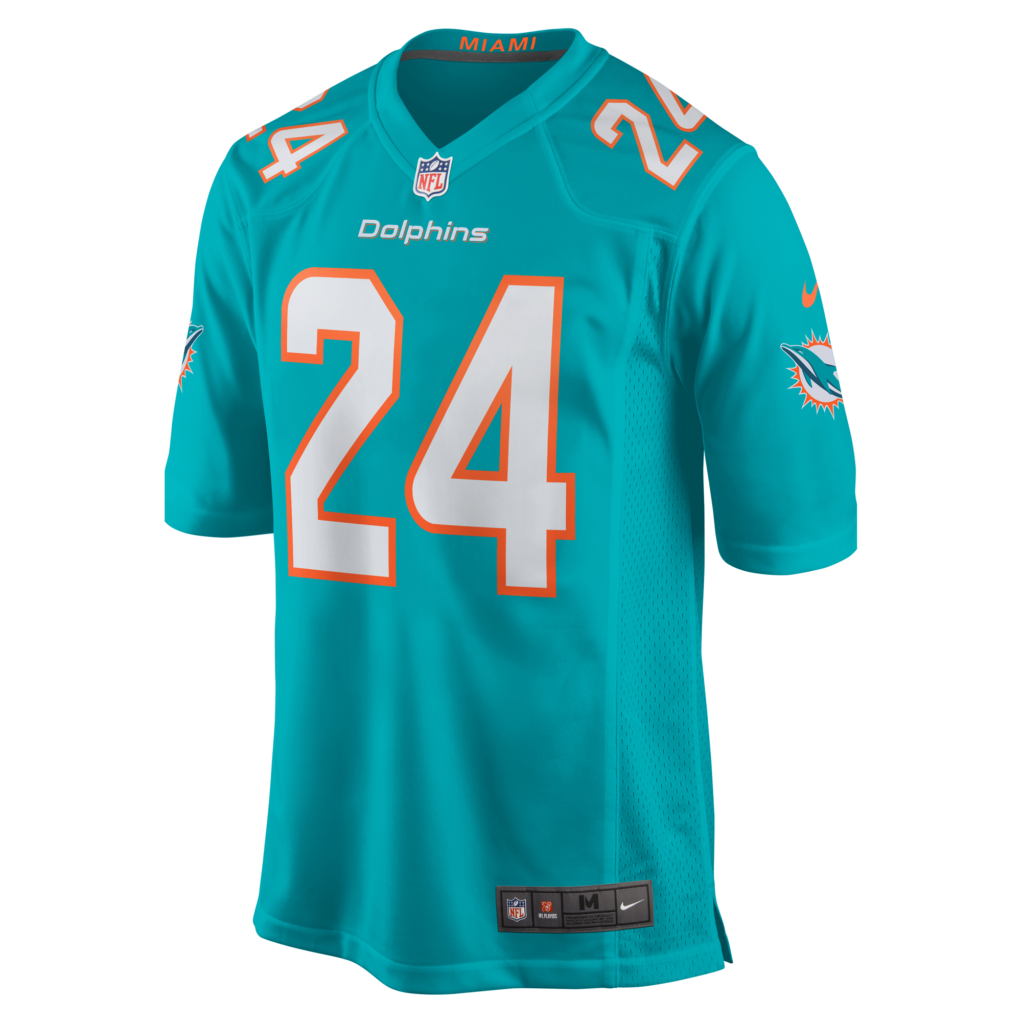 Alternative view of Men's Miami Dolphins Cam Smith Aqua Game Jersey JS8913 nicesnker