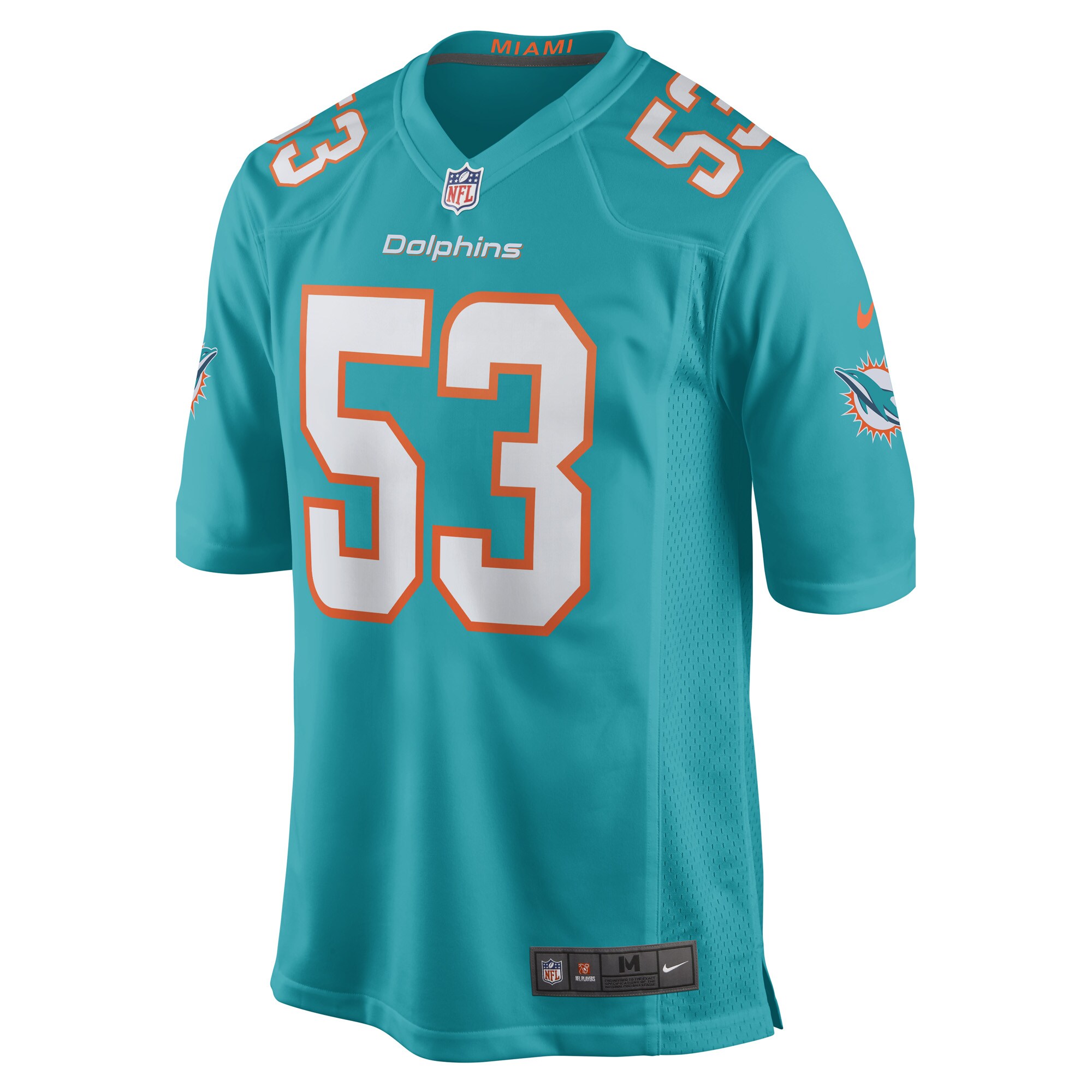Alternative view of Men's Miami Dolphins Cameron Goode Aqua Game Player Jersey JS4525 nicesnker