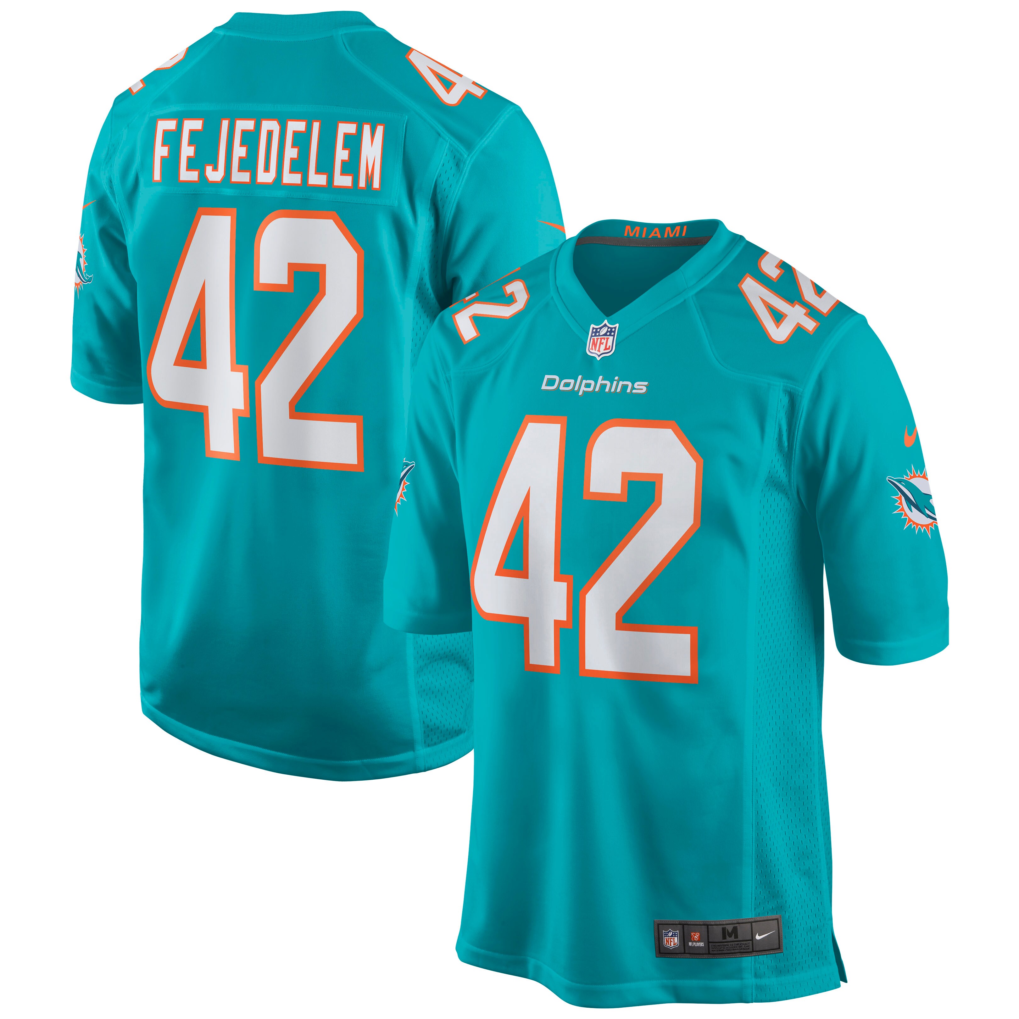Men's Miami Dolphins Clayton Fejedelem Aqua Game Jersey JS4733 nicesnker