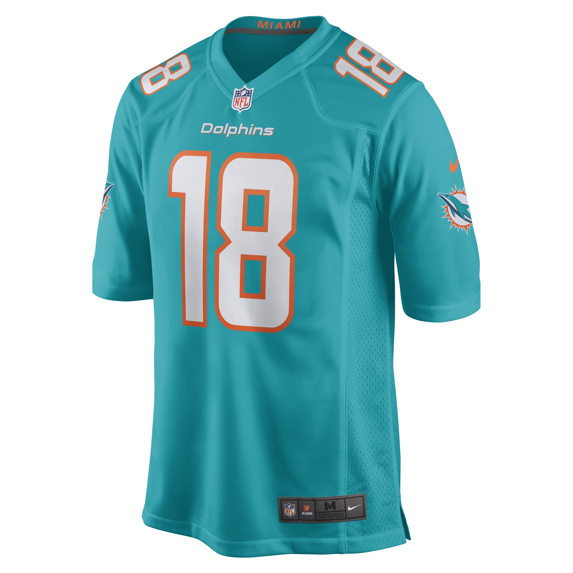 Alternative view of Men's Miami Dolphins Erik Ezukanma Aqua Game Player Jersey JS4910 nicesnker