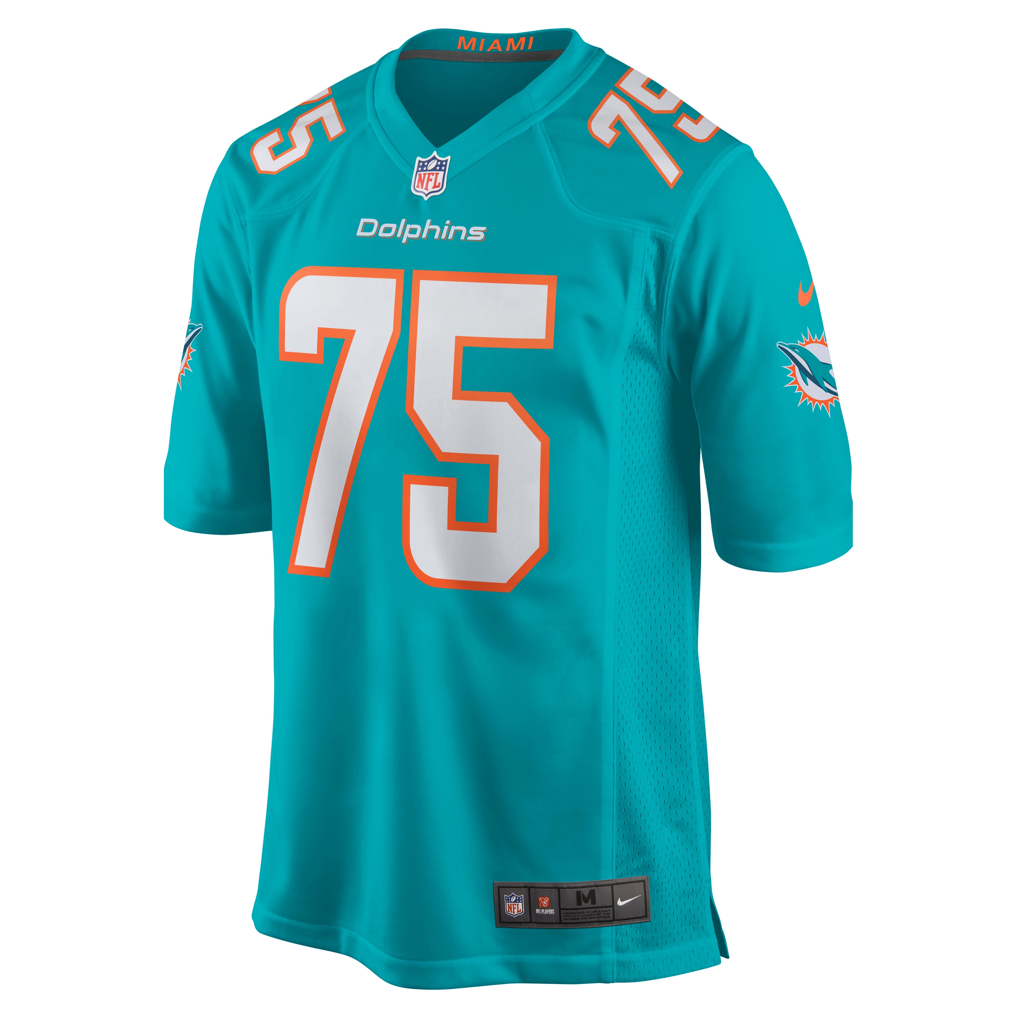 Alternative view of Men's Miami Dolphins Greg Little Aqua Game Jersey JS2866 nicesnker
