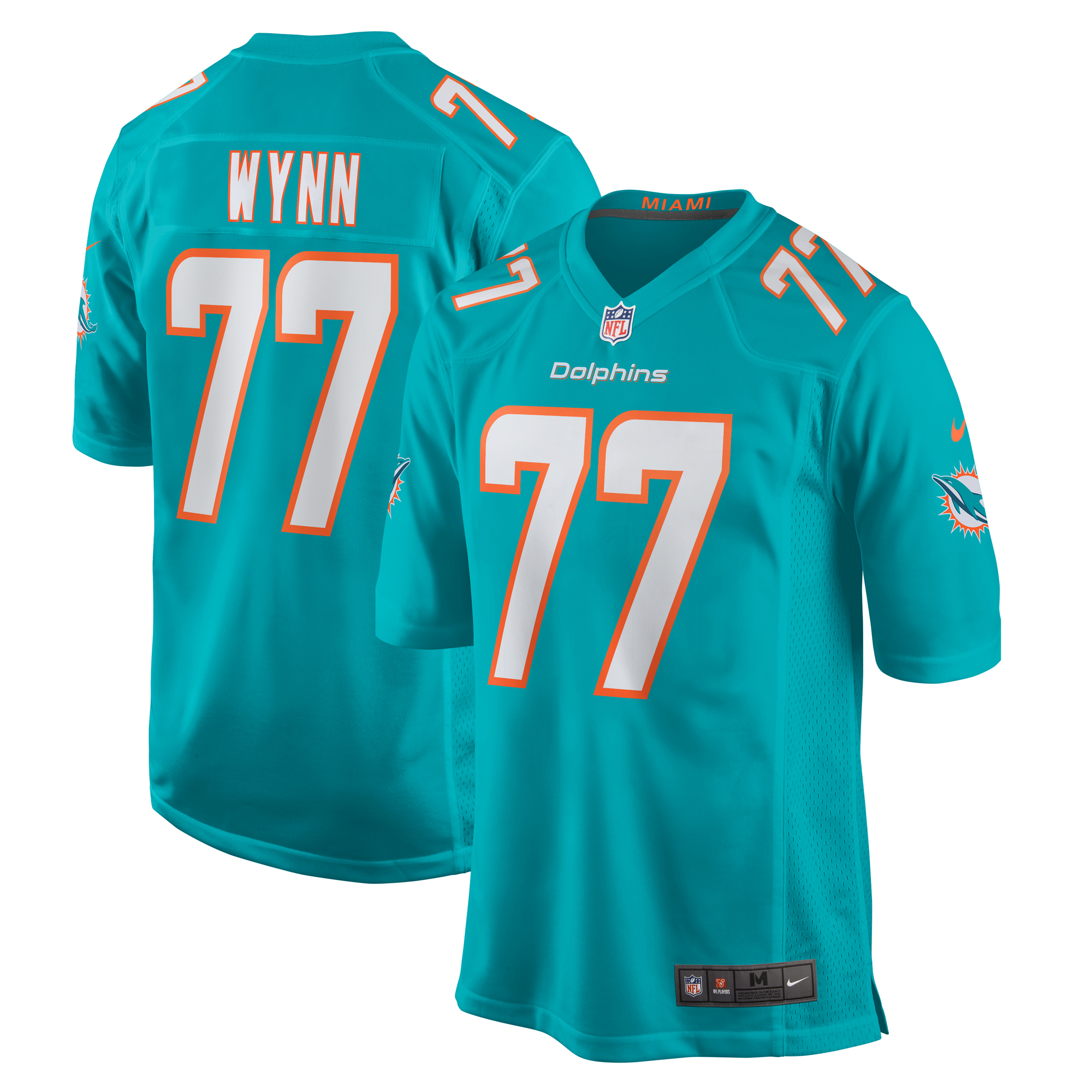 Men's Miami Dolphins Isaiah Wynn Aqua Game Jersey JS8715 nicesnker