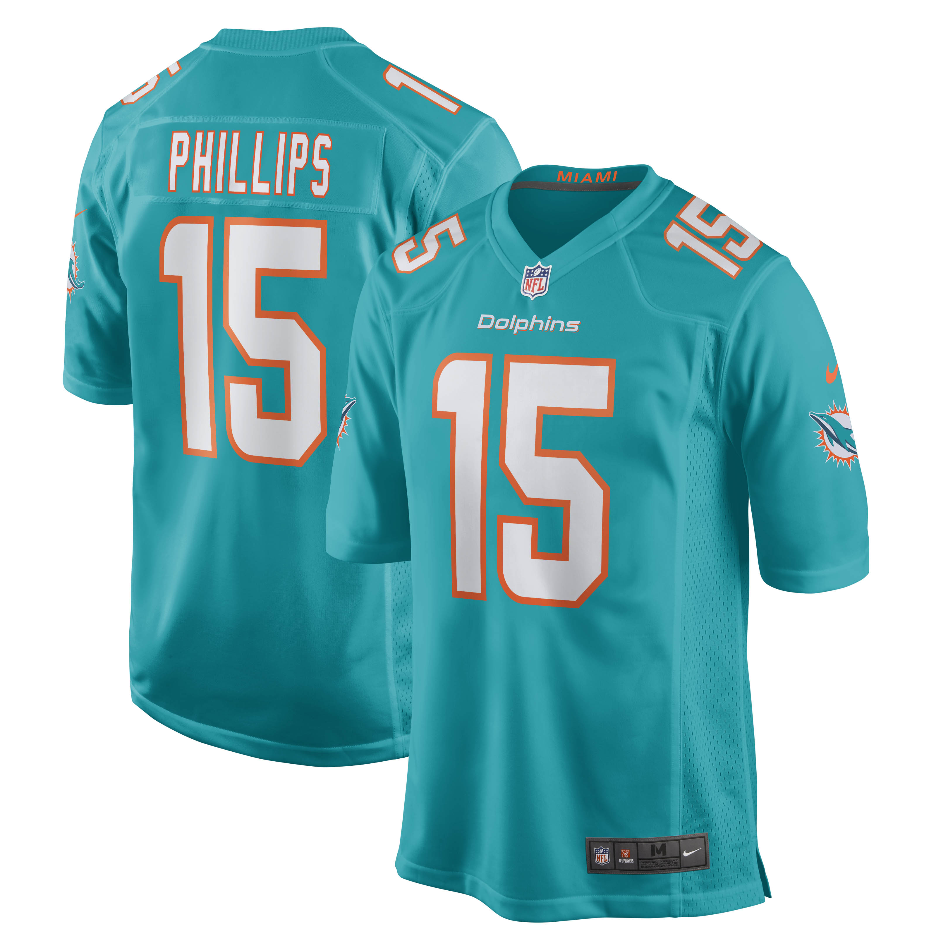 Men's Miami Dolphins Jaelan Phillips Aqua Game Player Jersey JS9494 nicesnker