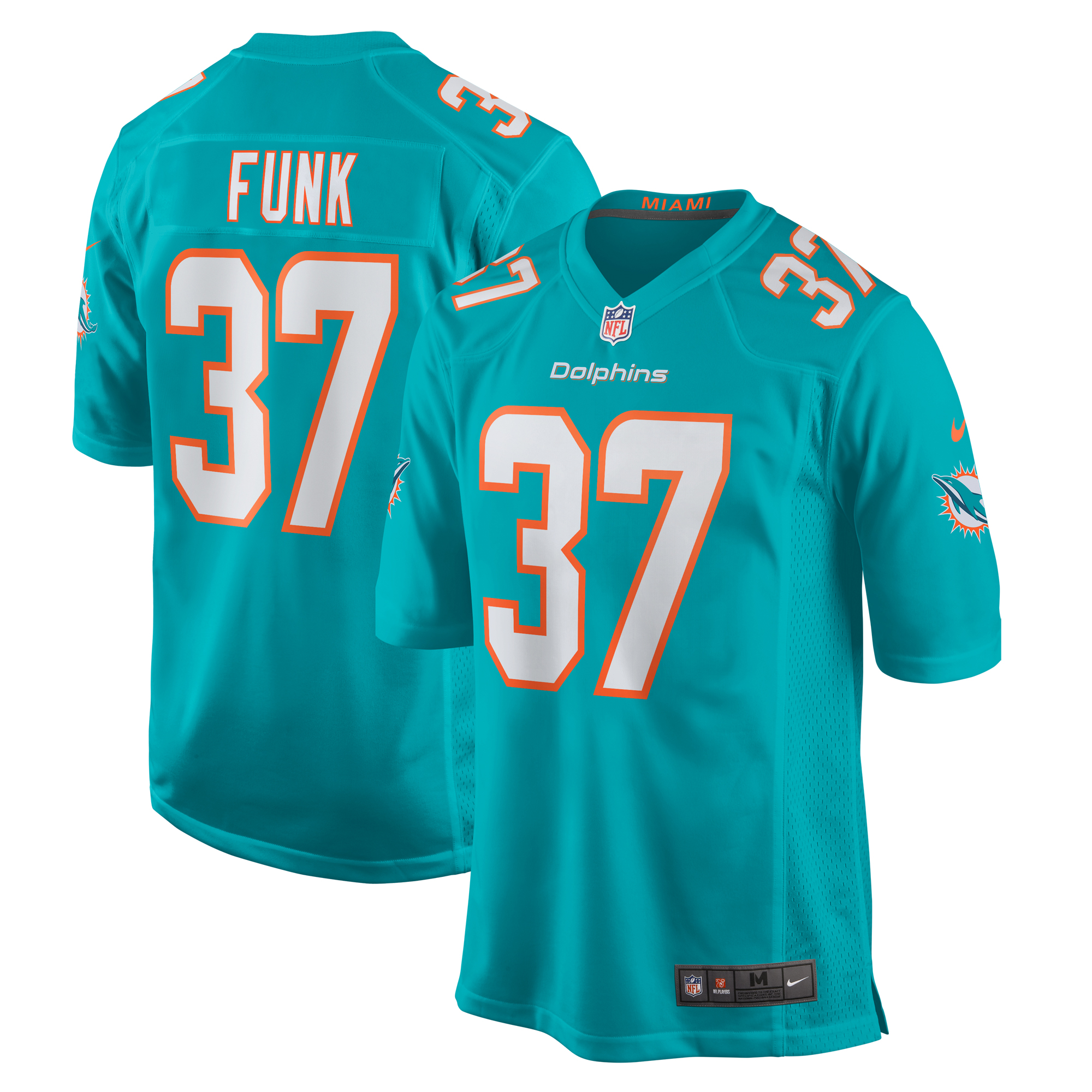 Men's Miami Dolphins Jake Funk Aqua Game Jersey JS8978 nicesnker