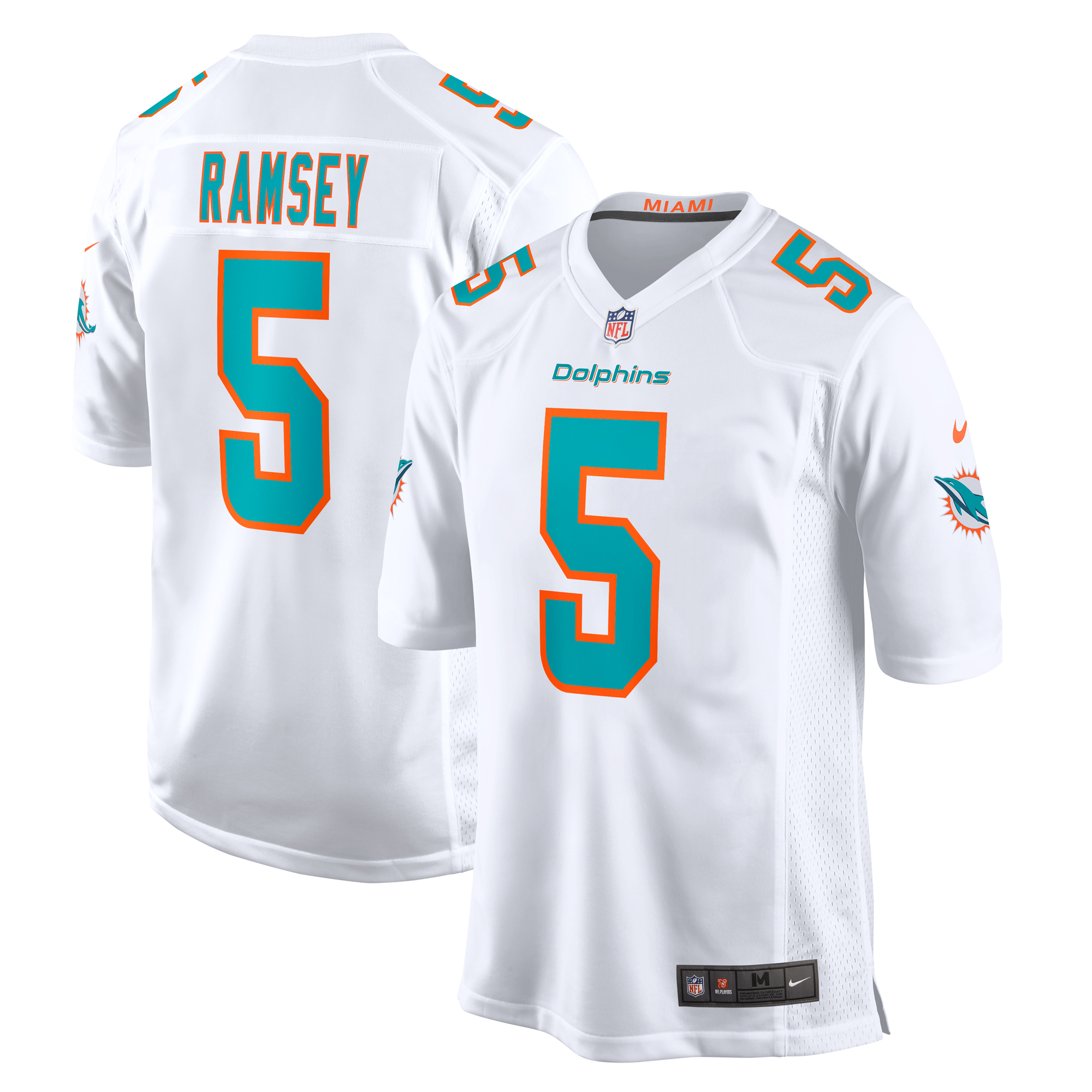 Men's Miami Dolphins Jalen Ramsey White Away Game Jersey JS4771 nicesnker