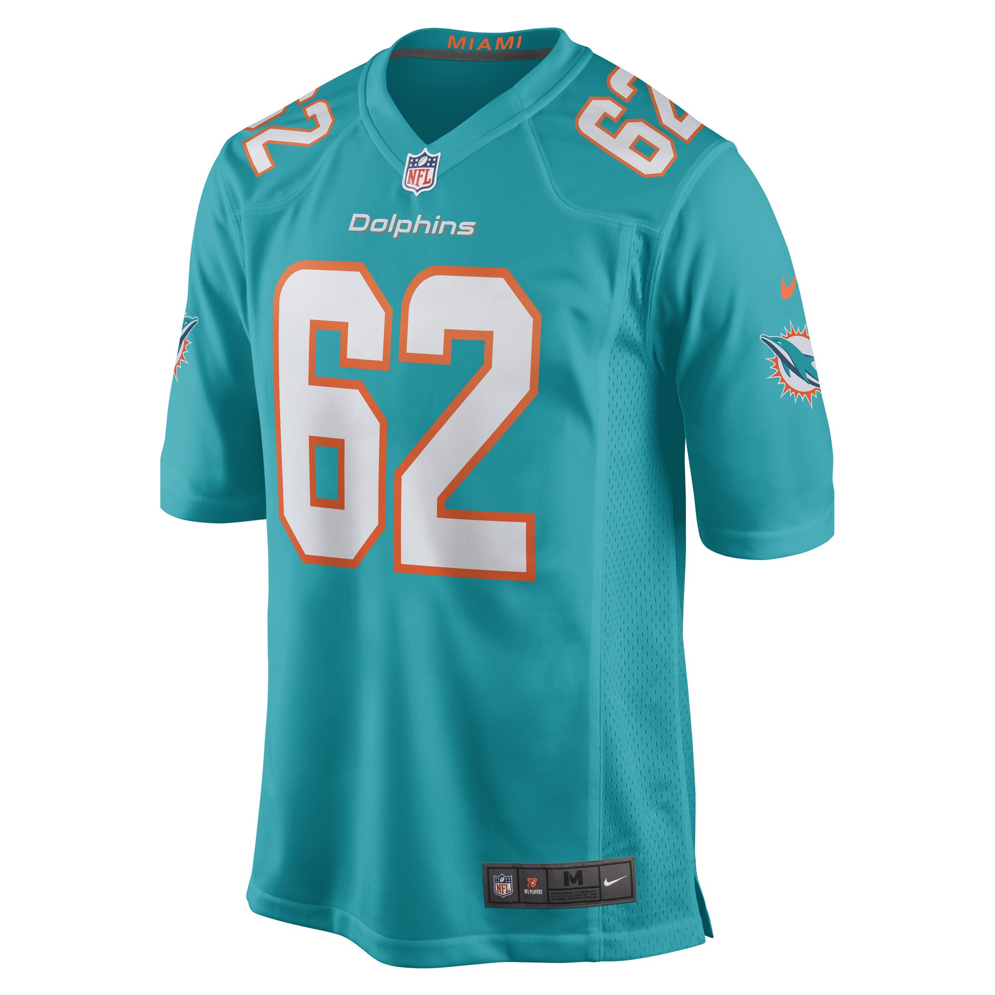 Alternative view of Men's Miami Dolphins James Empey Aqua Game Player Jersey JS5087 nicesnker