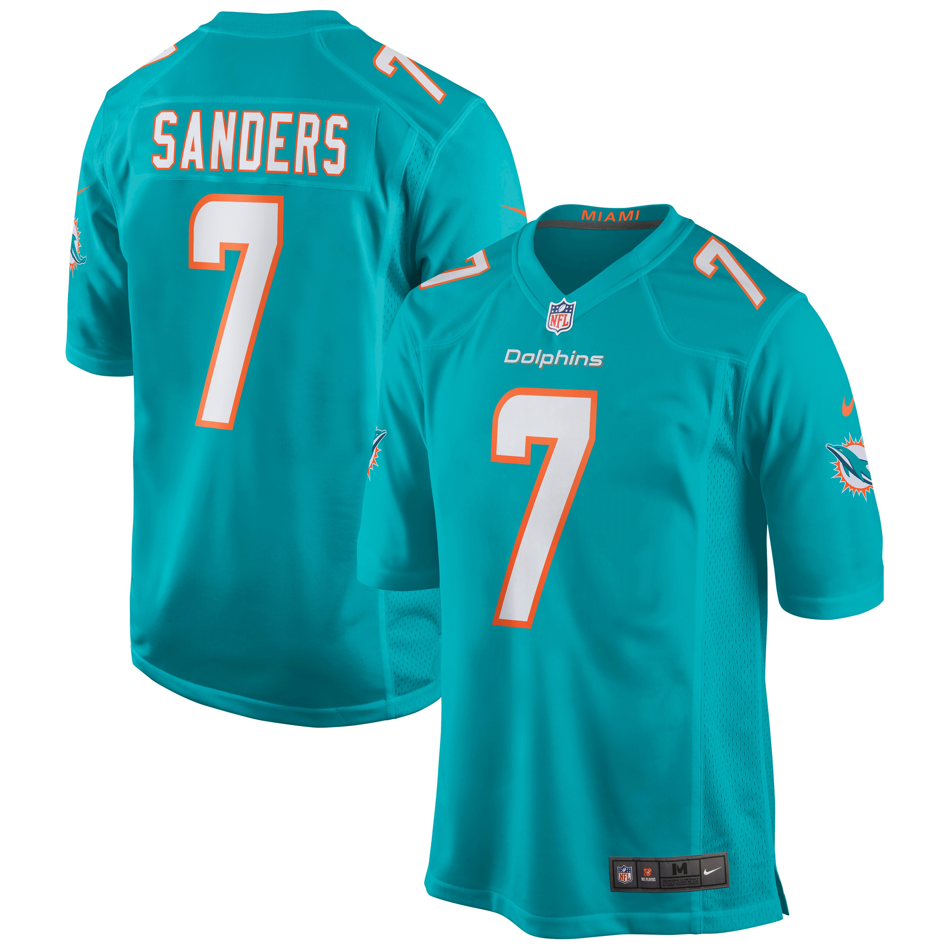 Men's Miami Dolphins Jason Sanders Aqua Game Jersey JS6483 nicesnker