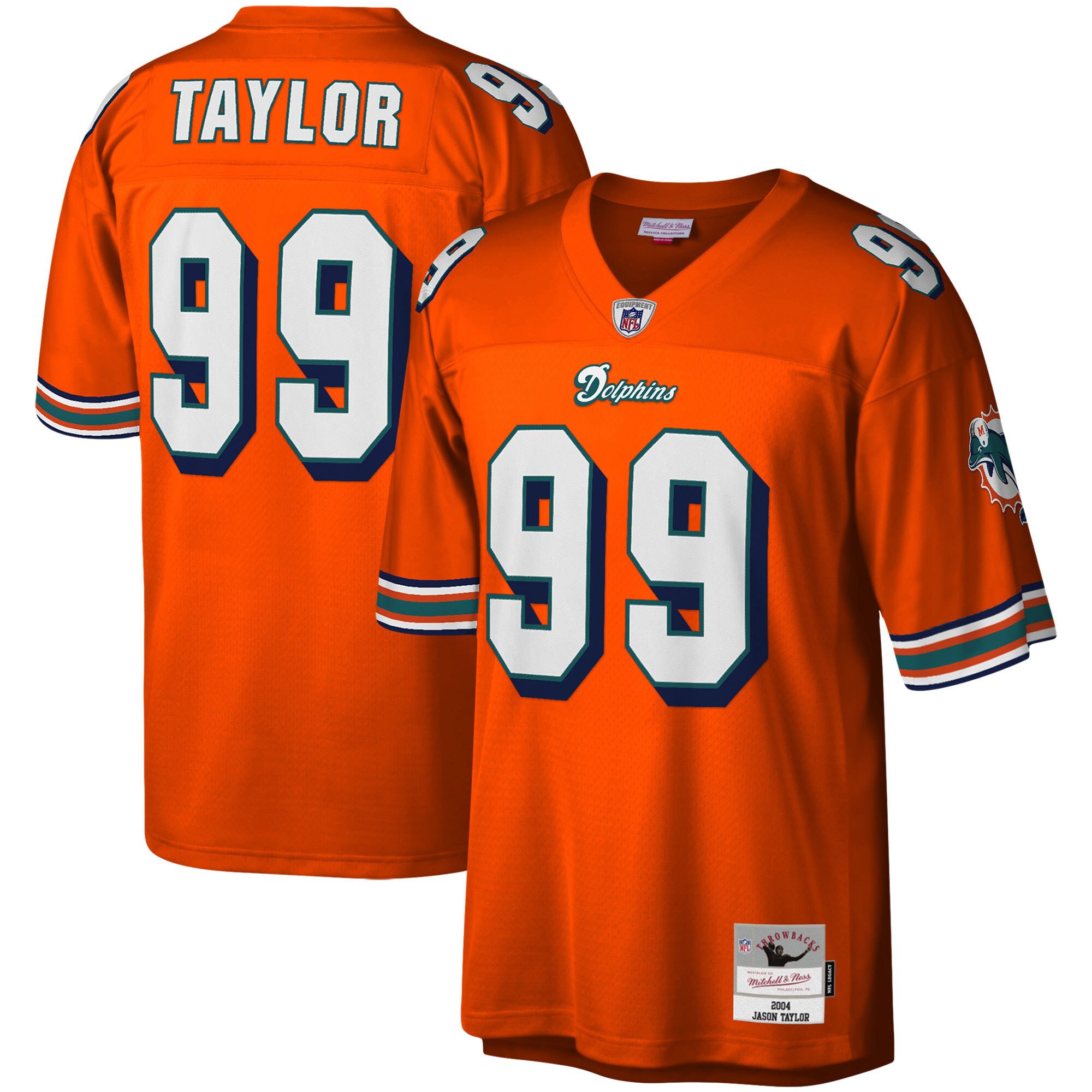 Men's Miami Dolphins Jason Taylor Mitchell & Ness Orange Big & Tall 2004 Retired Player Jersey JS8604 nicesnker