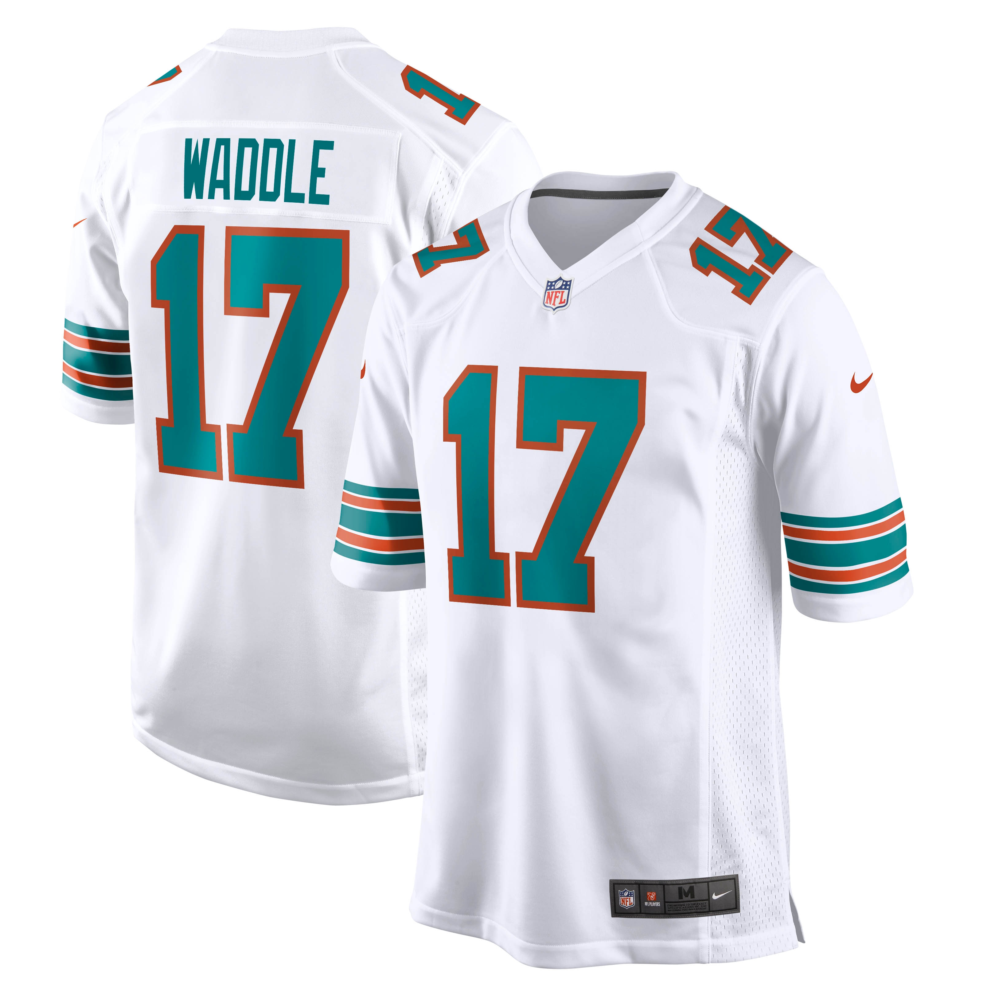 Men's Miami Dolphins Jaylen Waddle White Game Jersey JS4873 nicesnker