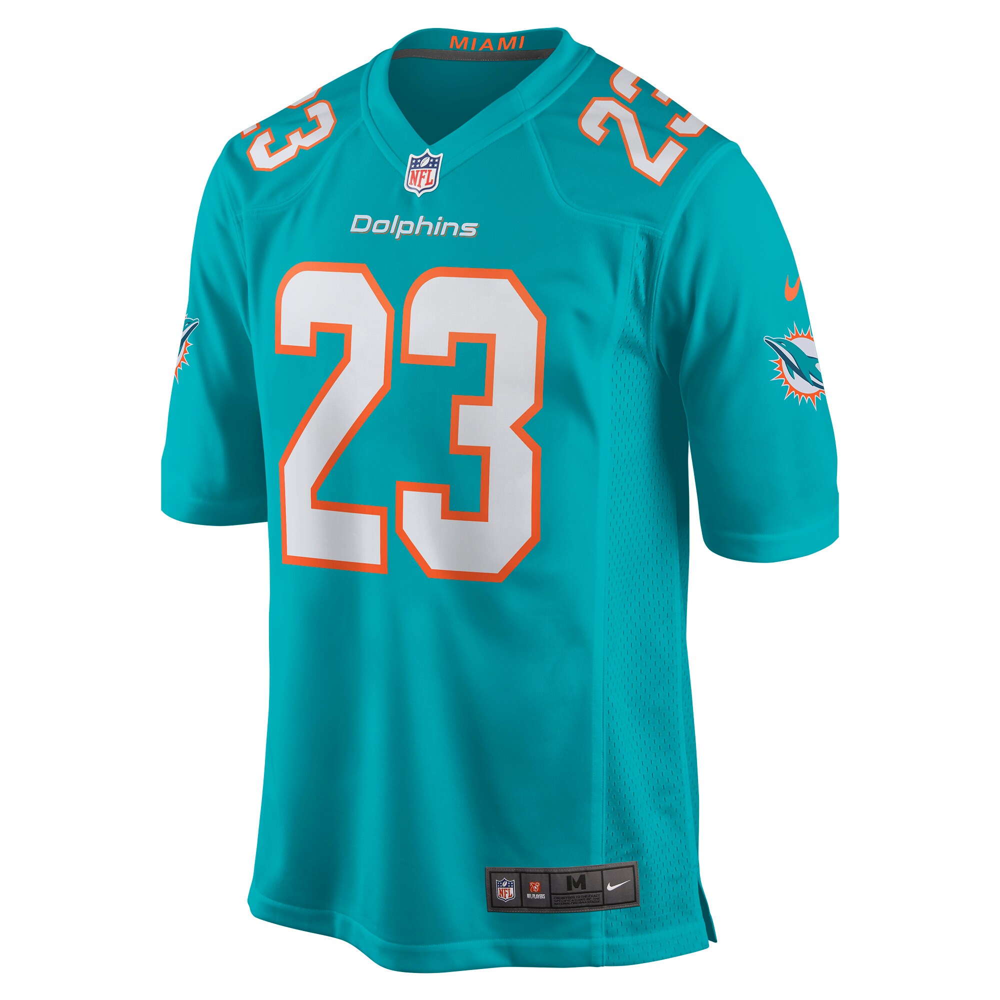 Alternative view of Men's Miami Dolphins Jeff Wilson Jr. Aqua Game Player Jersey JS1864 nicesnker