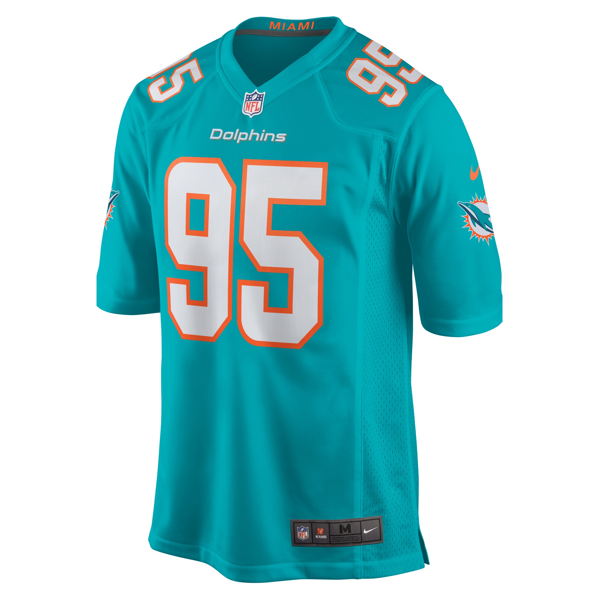 Alternative view of Men's Miami Dolphins Josiah Bronson Aqua Home Game Player Jersey JS6910 nicesnker