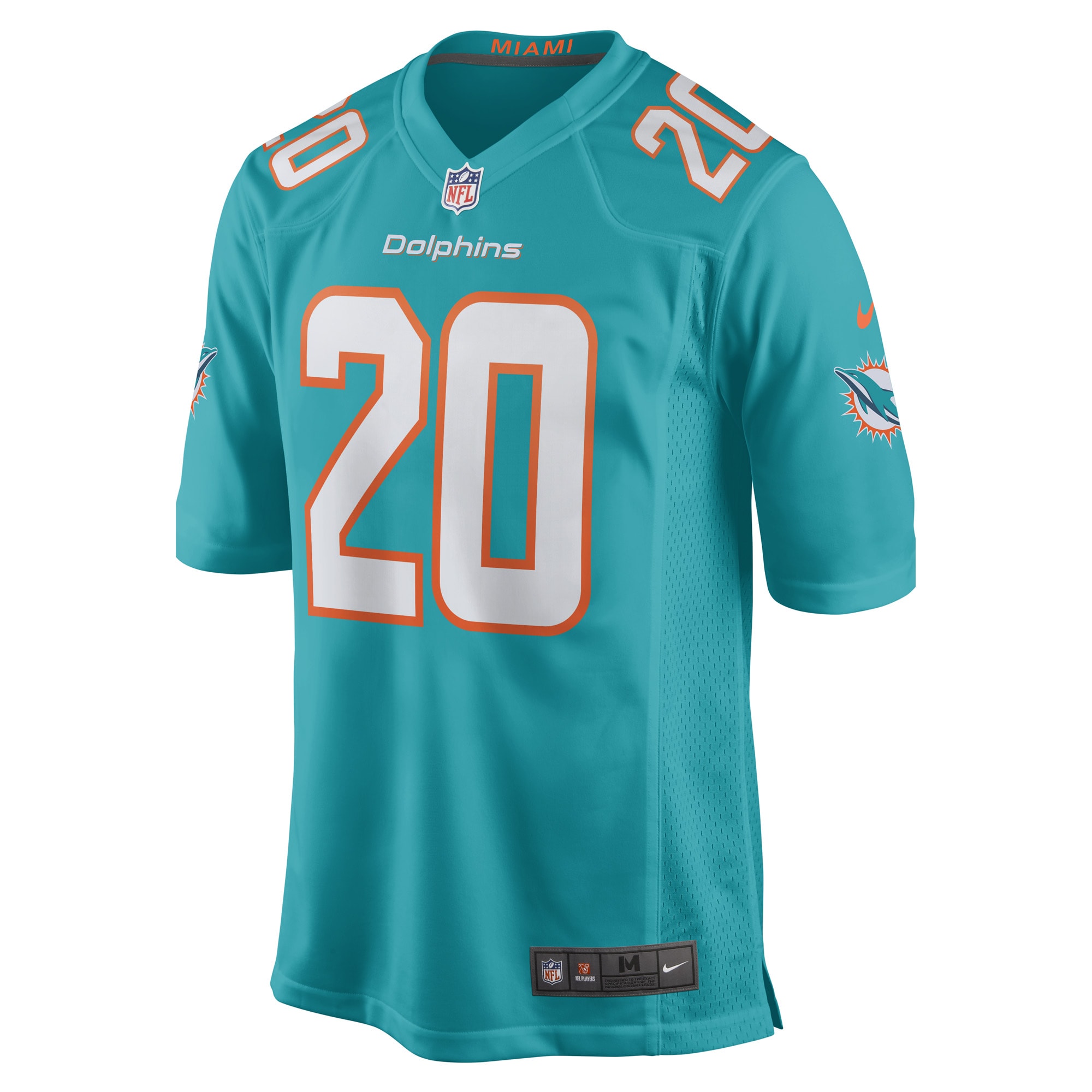 Alternative view of Men's Miami Dolphins Justin Bethel Aqua Game Player Jersey JS9001 nicesnker