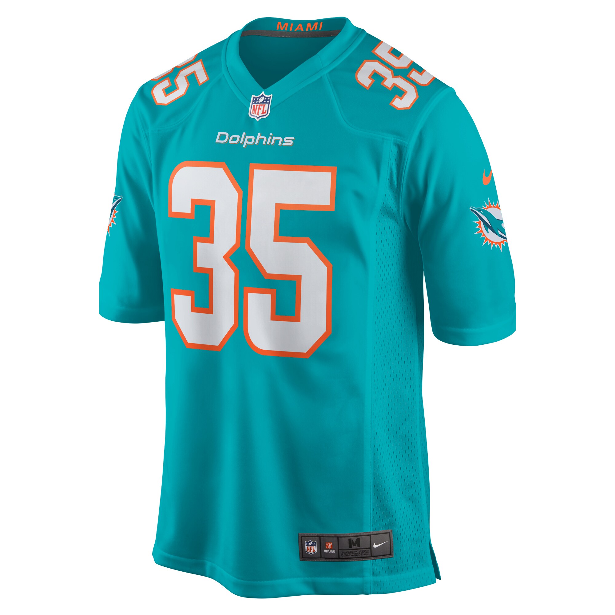 Alternative view of Men's Miami Dolphins Ka'Dar Hollman Aqua Home Game Player Jersey JS4965 nicesnker