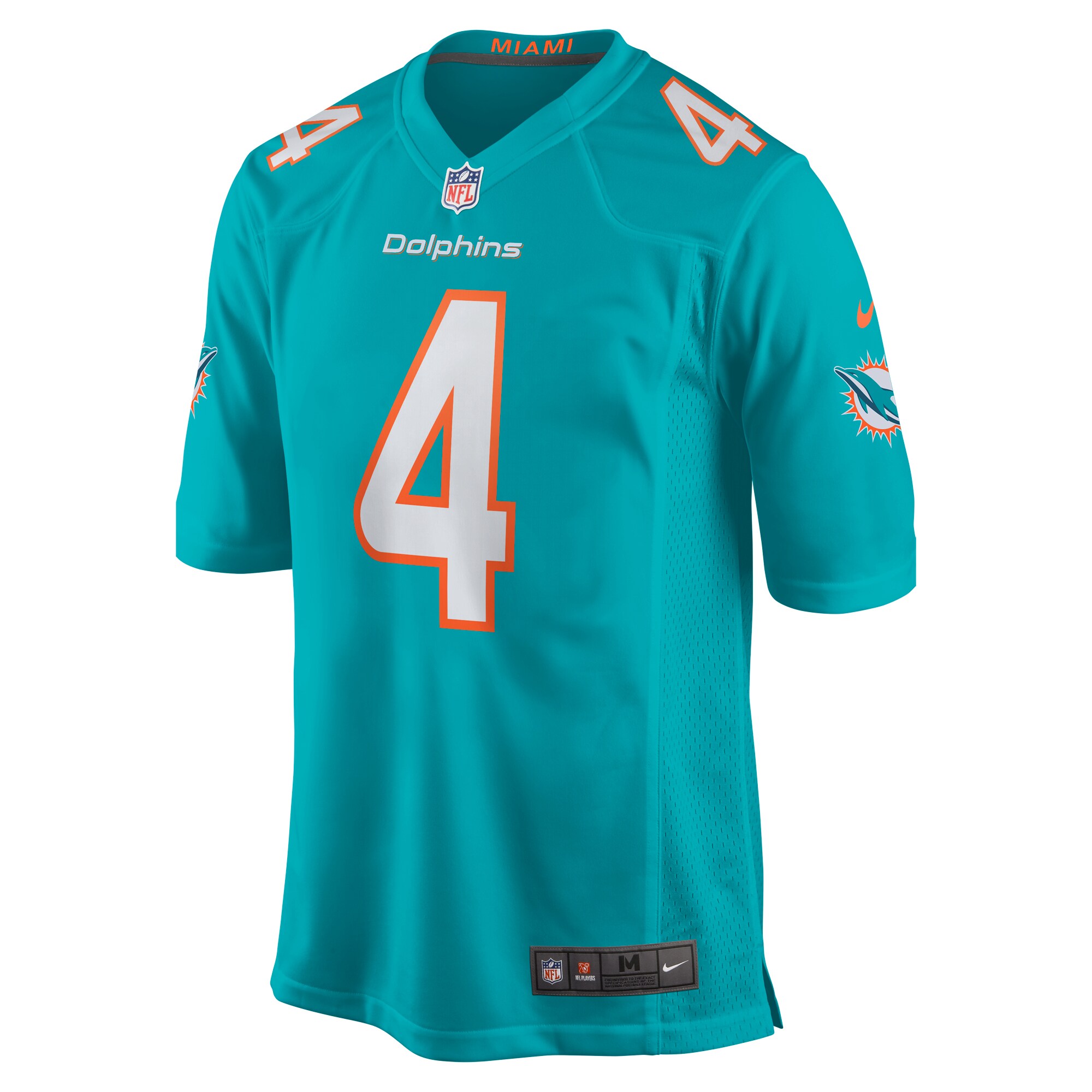 Alternative view of Men's Miami Dolphins Kader Kohou Aqua Game Player Jersey JS5498 nicesnker