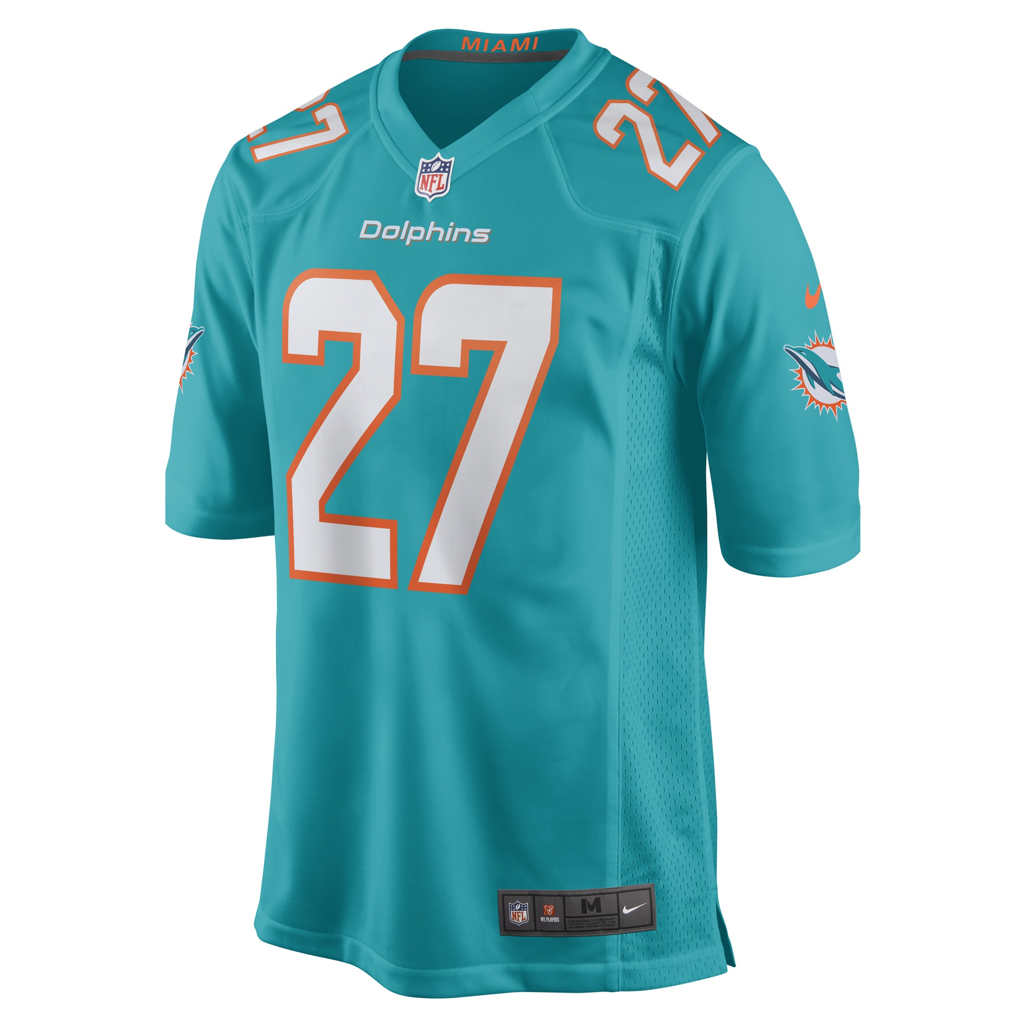 Alternative view of Men's Miami Dolphins Keion Crossen Aqua Game Player Jersey JS1737 nicesnker