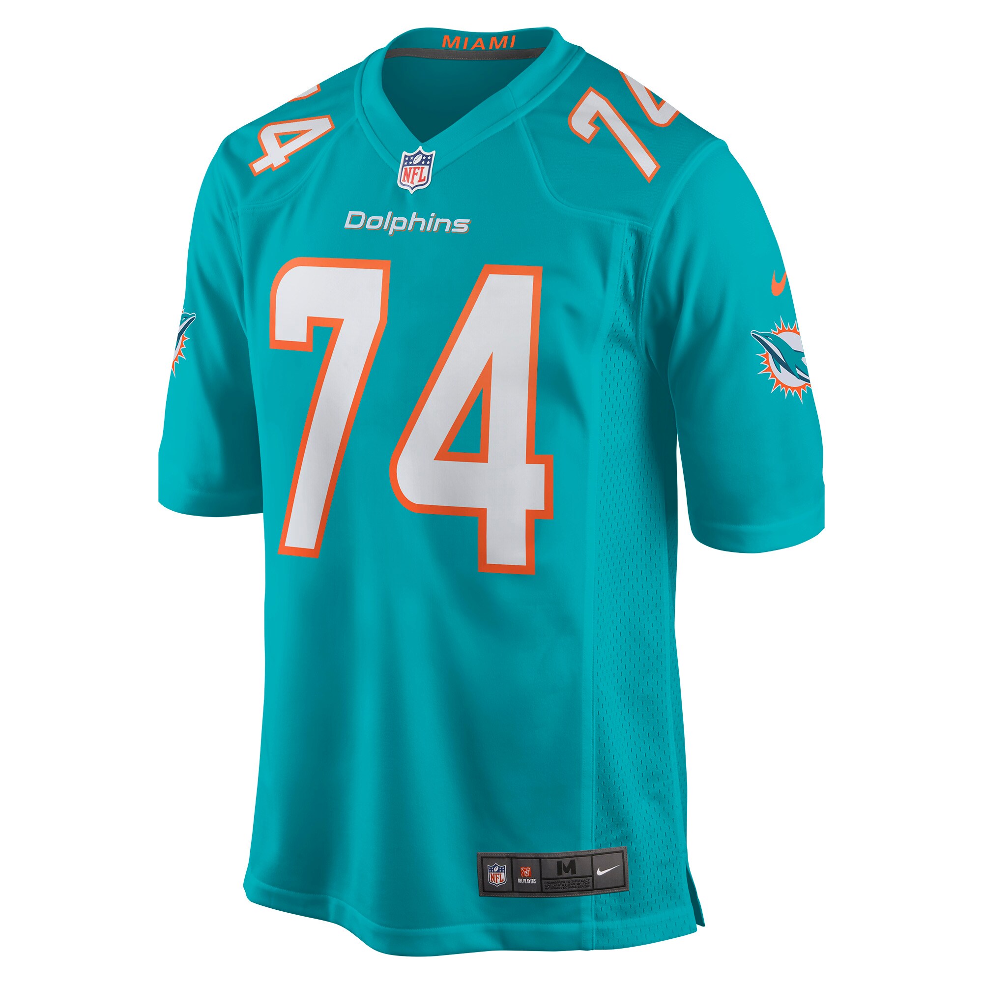Alternative view of Men's Miami Dolphins Liam Eichenberg Aqua Game Jersey JS5427 nicesnker