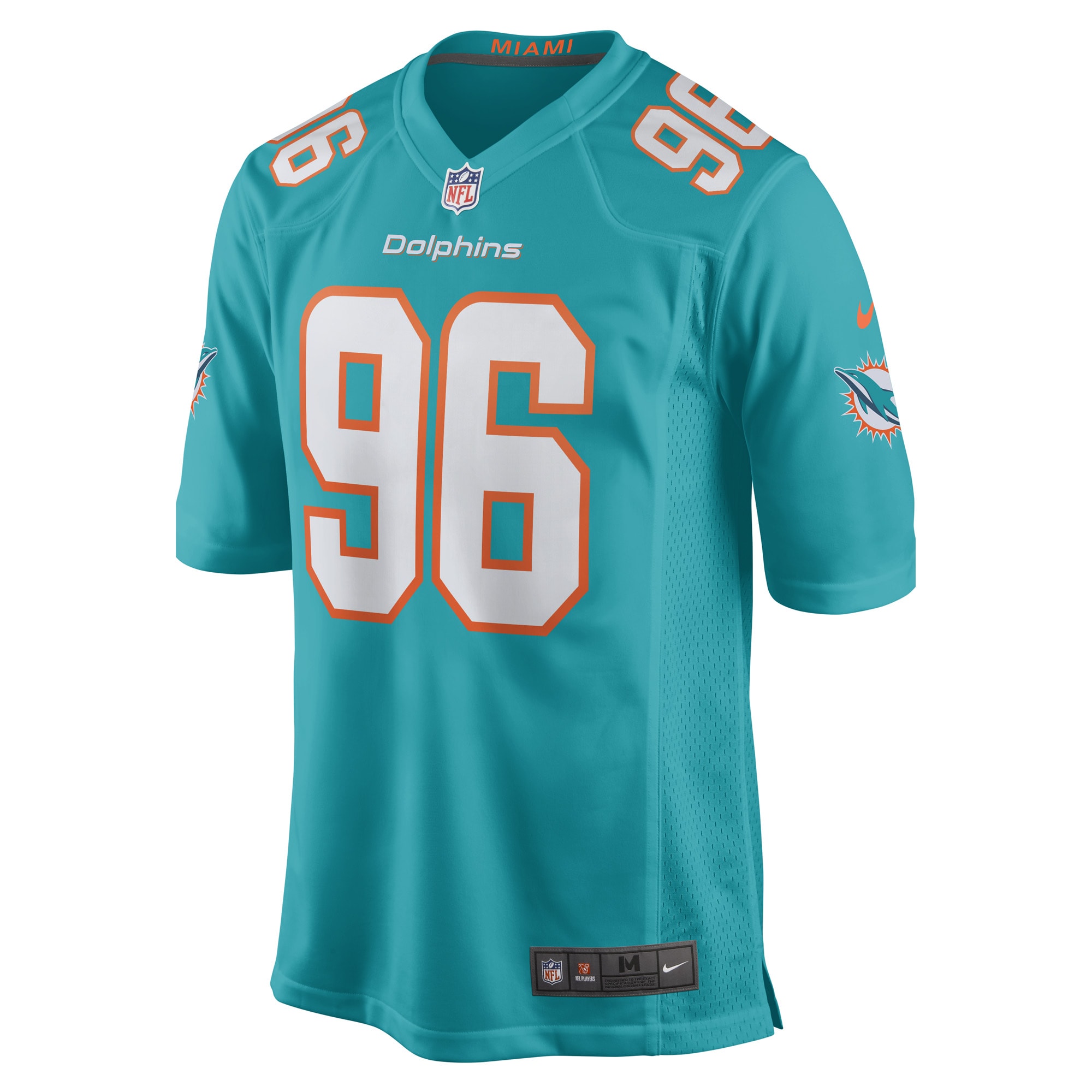 Alternative view of Men's Miami Dolphins Porter Gustin Aqua Game Player Jersey JS9684 nicesnker
