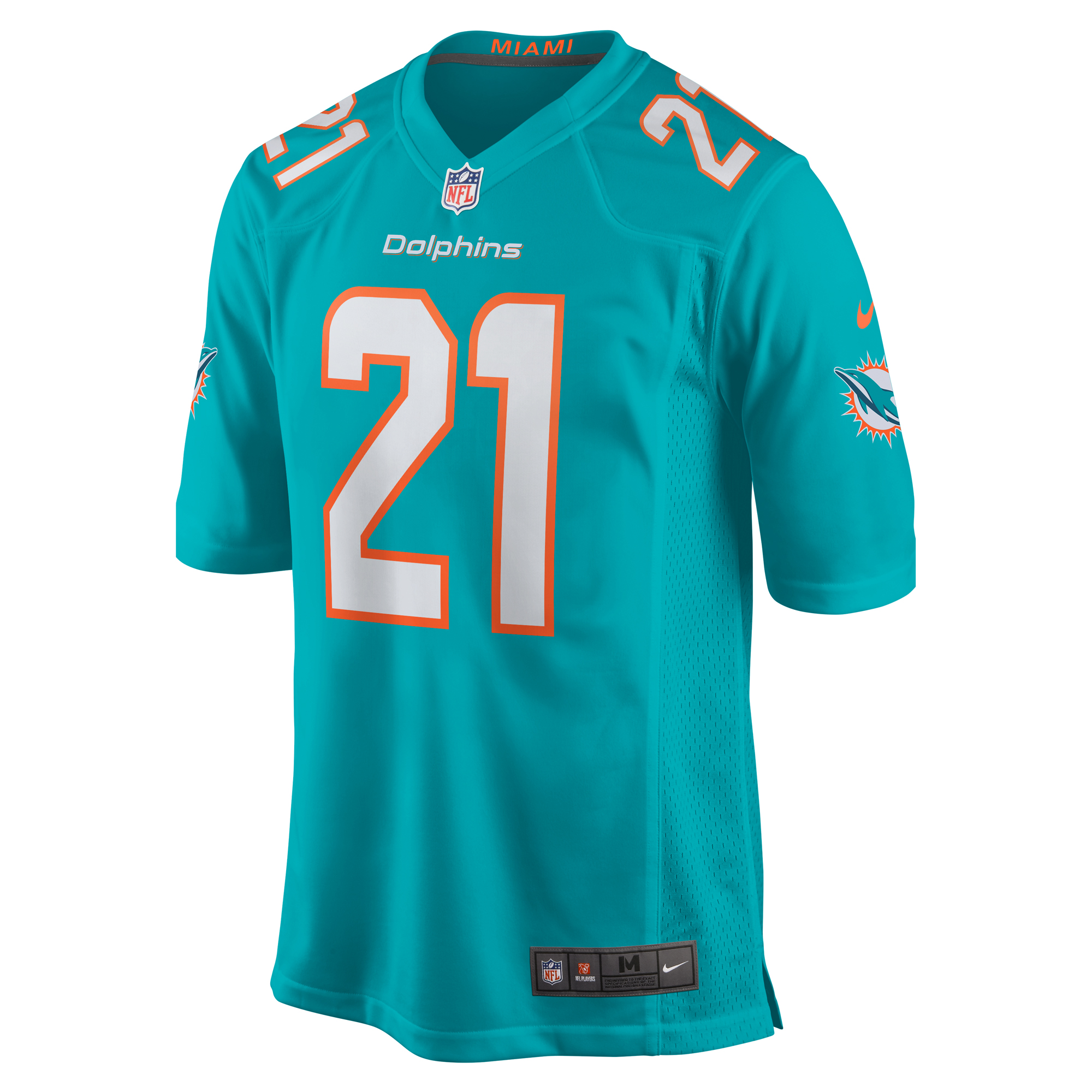 Alternative view of Men's Miami Dolphins Poyer Aqua Game Jersey JS7908 nicesnker