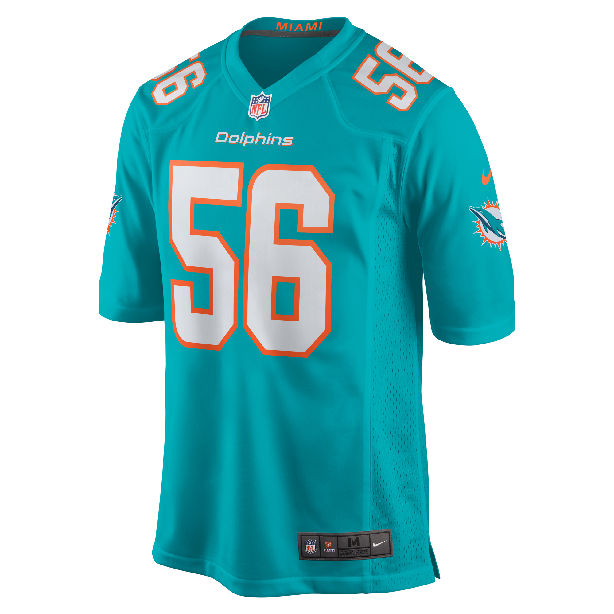 Alternative view of Men's Miami Dolphins Quinton Bell Aqua Game Jersey JS5230 nicesnker