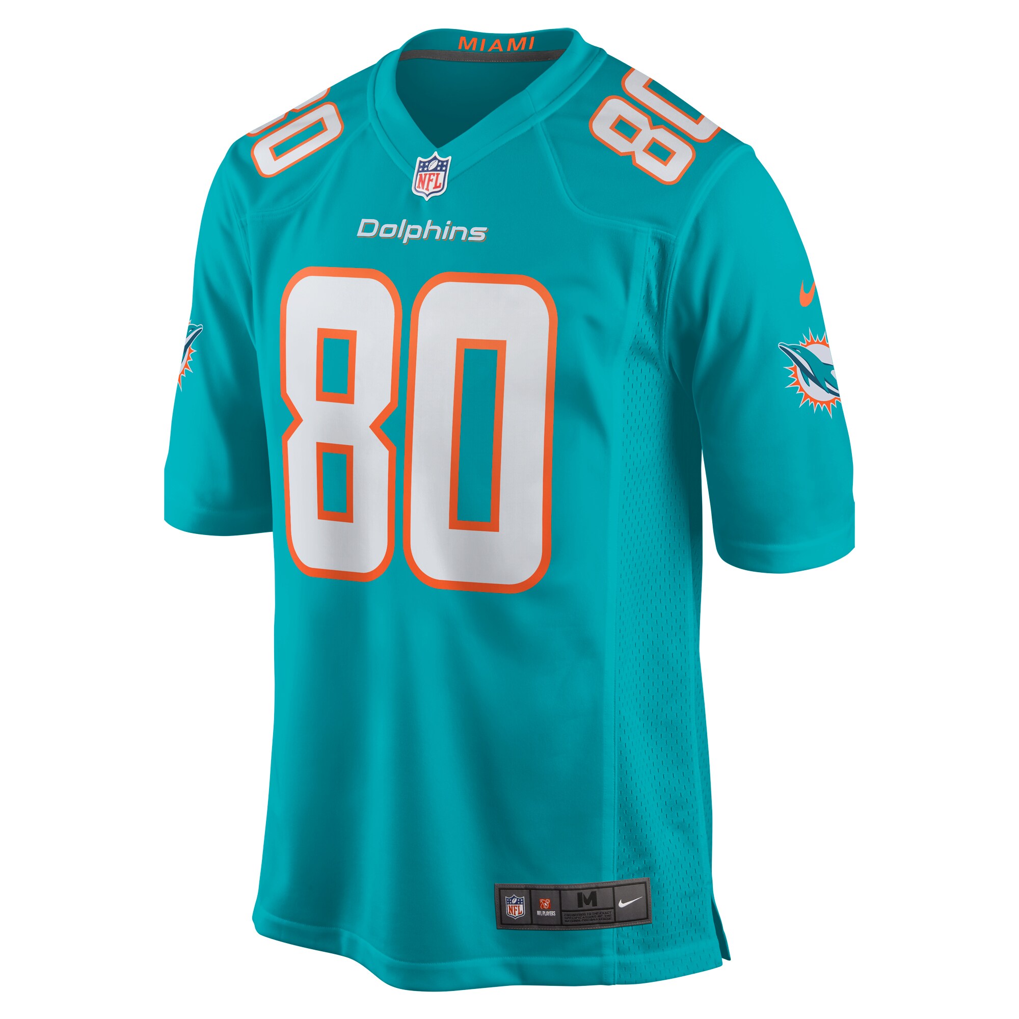Alternative view of Men's Miami Dolphins Tanner Conner Aqua Home Game Player Jersey JS7243 nicesnker