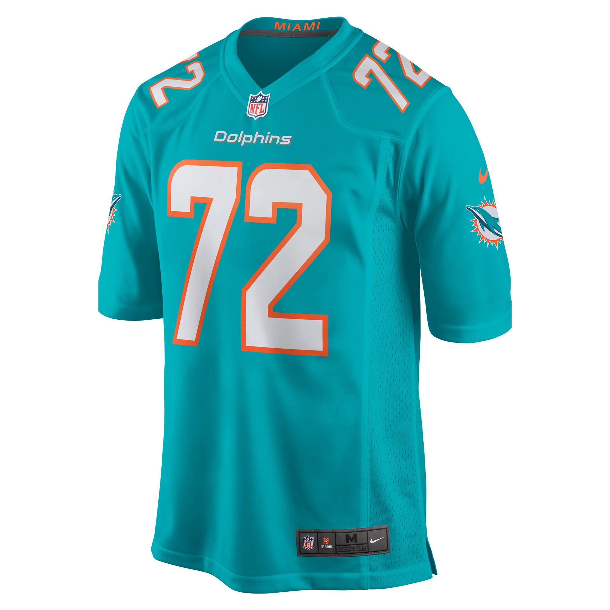 Alternative view of Men's Miami Dolphins Terron Armstead Aqua Game Jersey JS2596 nicesnker