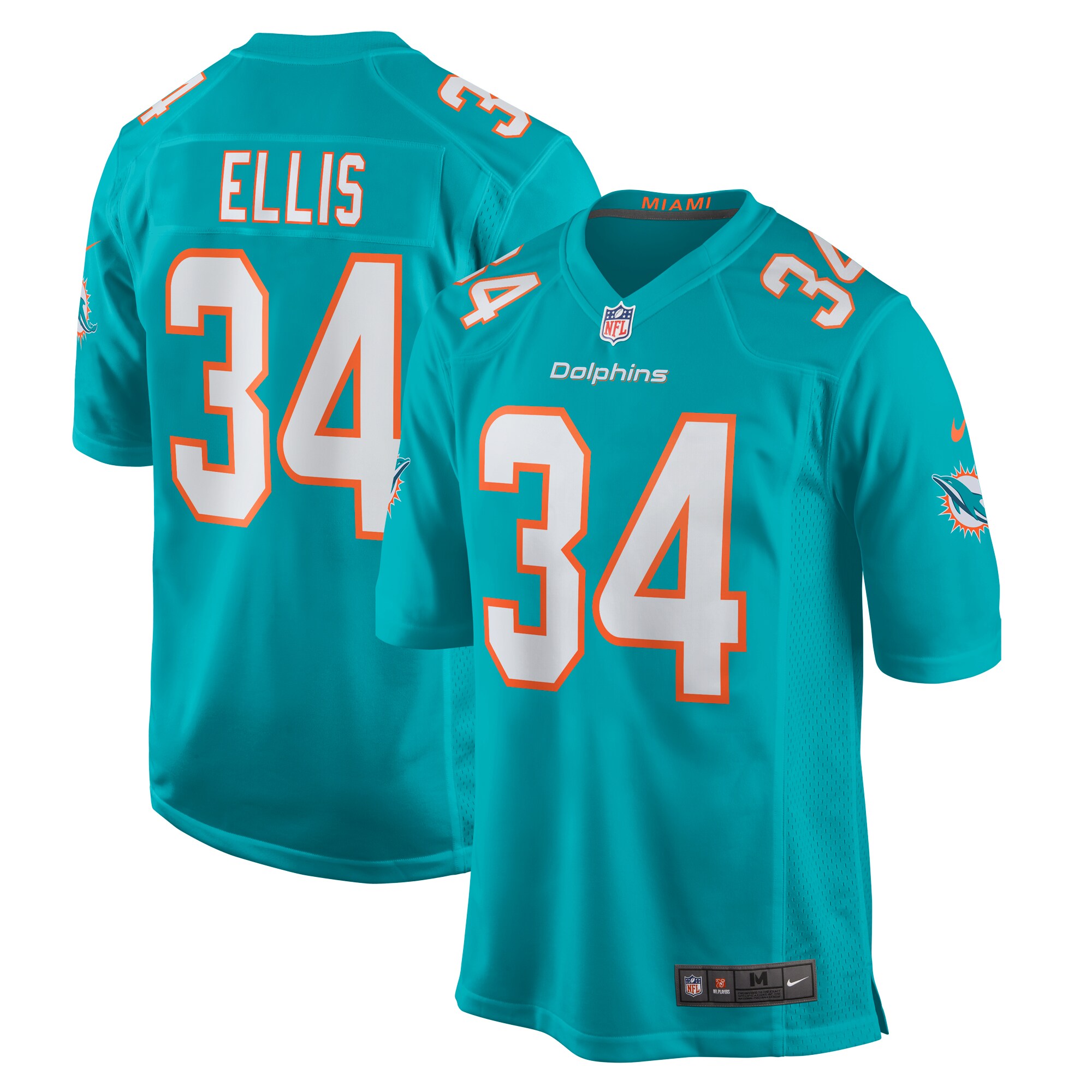 Men's Miami Dolphins Tino Ellis Aqua Home Game Player Jersey JS9759 nicesnker