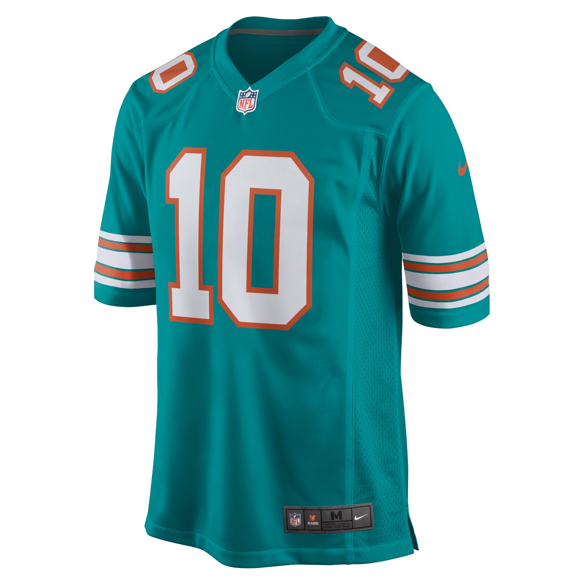 Alternative view of Men's Miami Dolphins Tyreek Hill Aqua Alternate Game Jersey JS9389 nicesnker