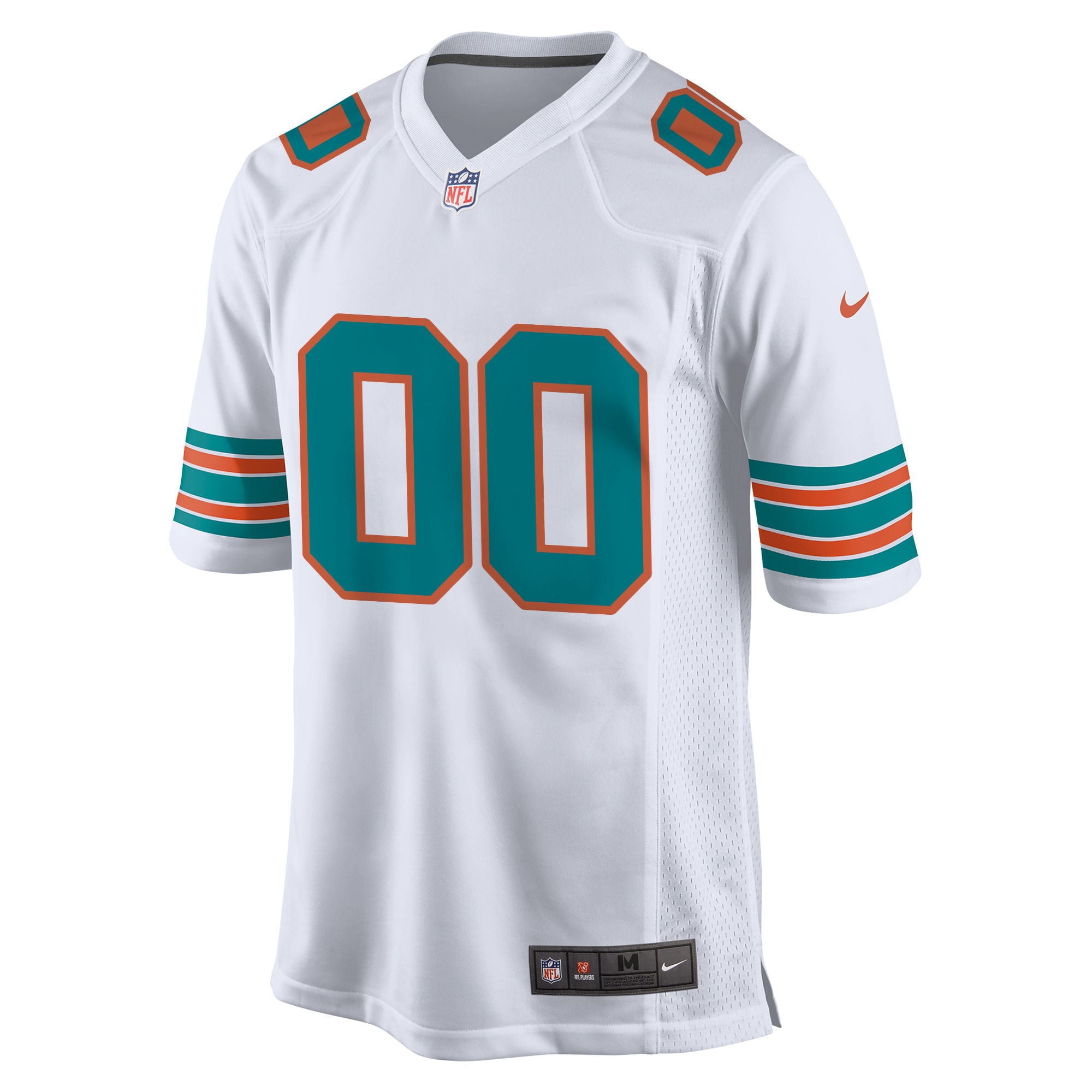 Alternative view of Men's Miami Dolphins White Alternate Custom Game Jersey JS3532 nicesnker