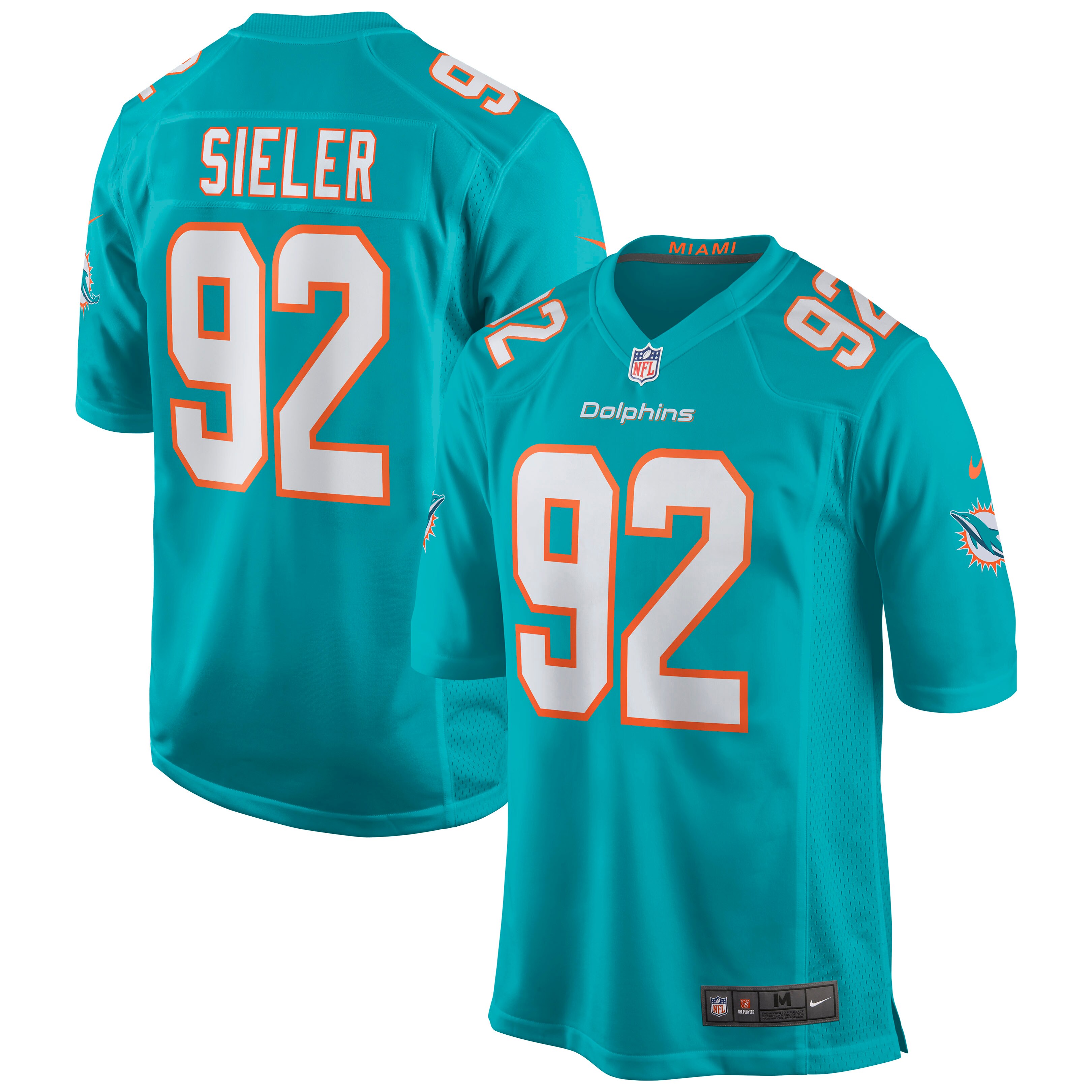 Men's Miami Dolphins Zach Sieler Aqua Game Jersey JS2097 nicesnker