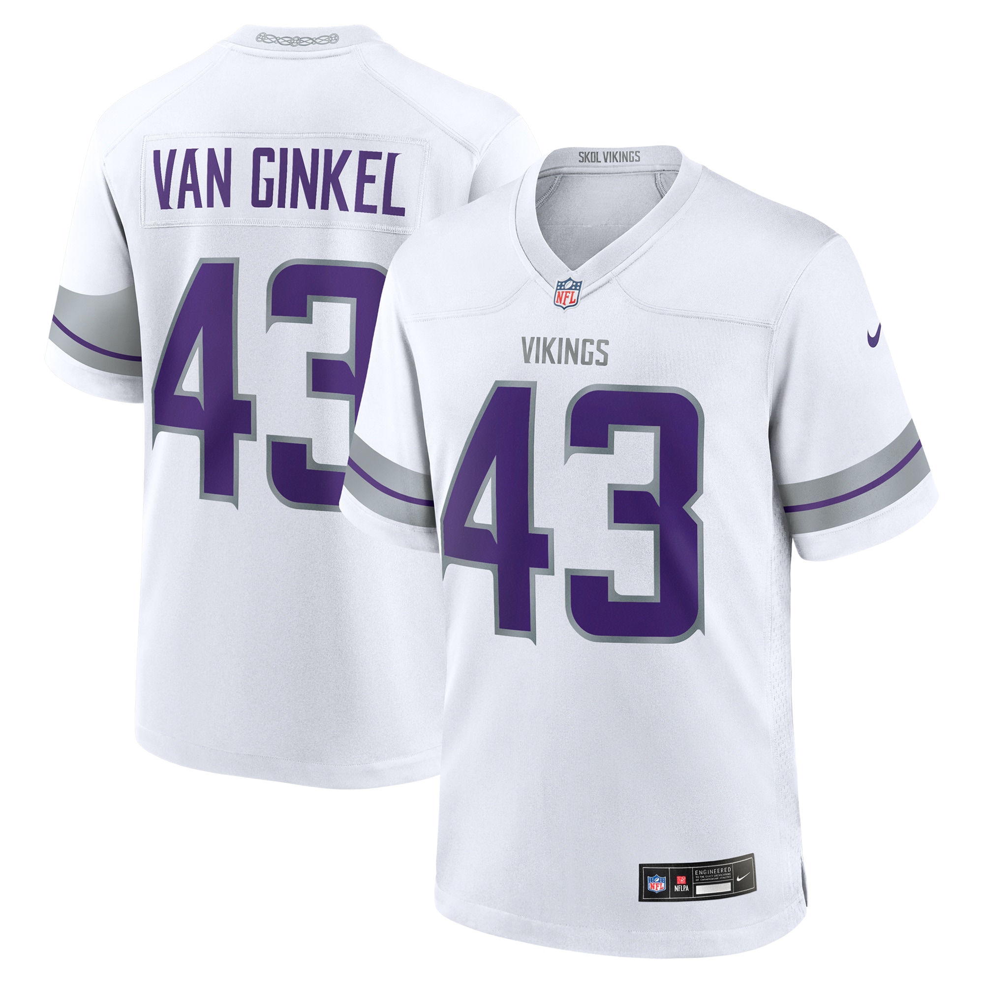 Men's Minnesota Vikings Andrew Van Ginkel White Alternate Game Jersey JS8786 nicesnker