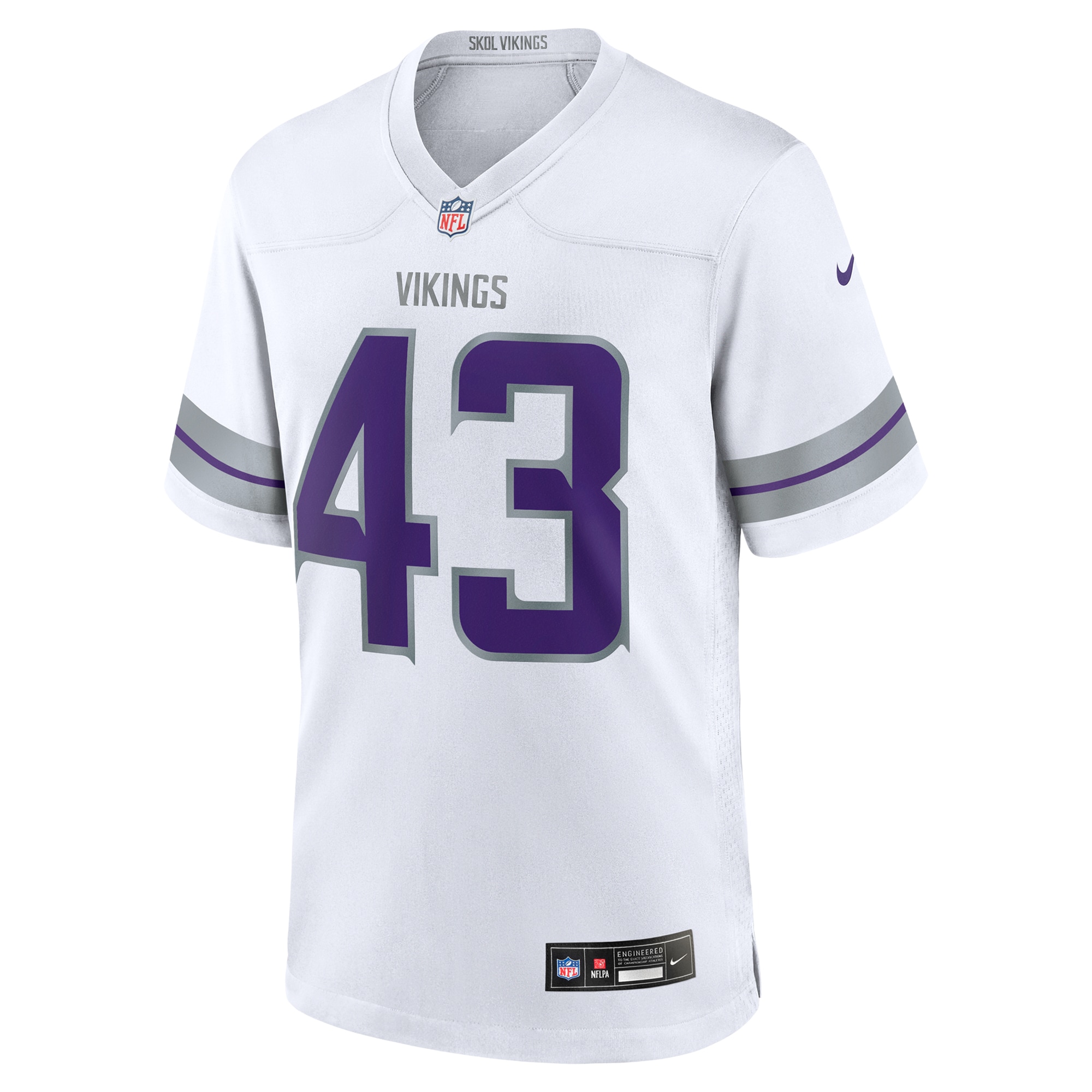 Alternative view of Men's Minnesota Vikings Andrew Van Ginkel White Alternate Game Jersey JS8786 nicesnker
