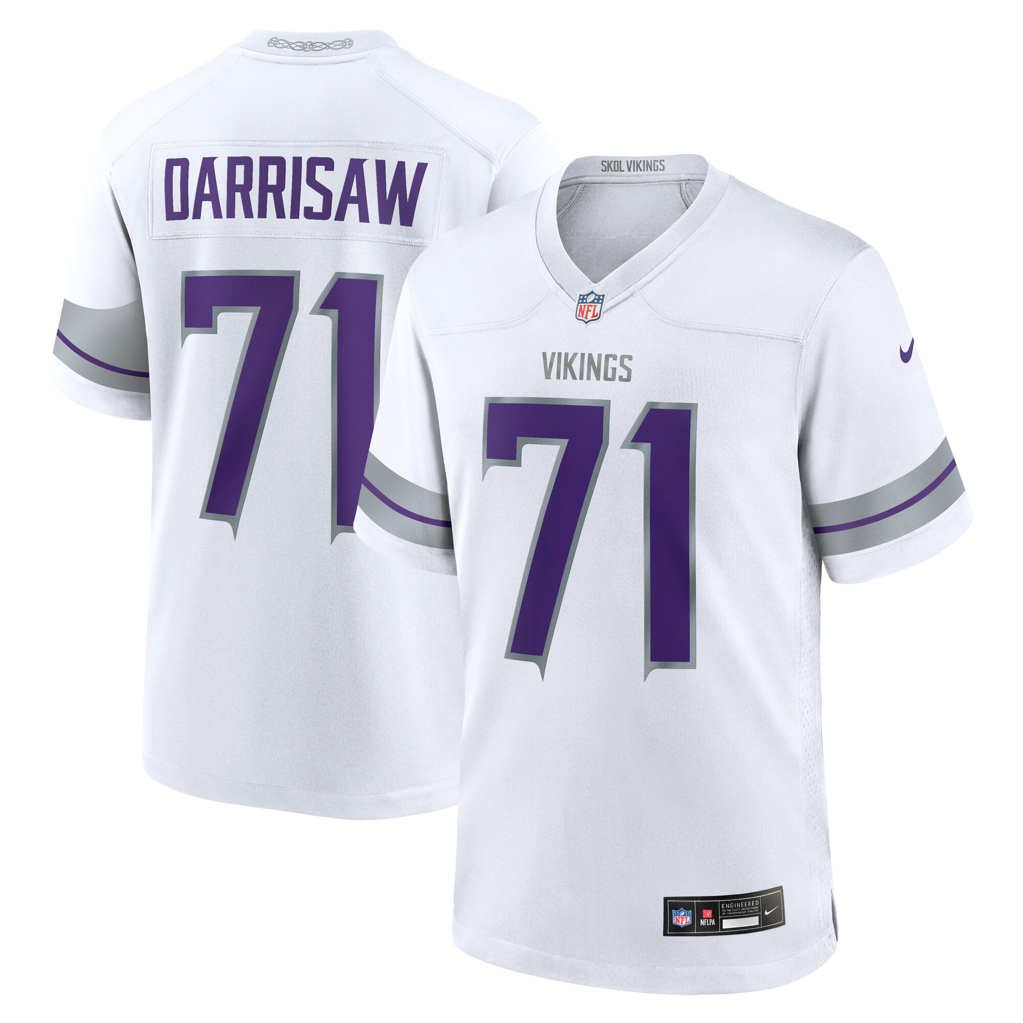 Men's Minnesota Vikings Christian Darrisaw White Alternate Game Jersey JS5452 nicesnker
