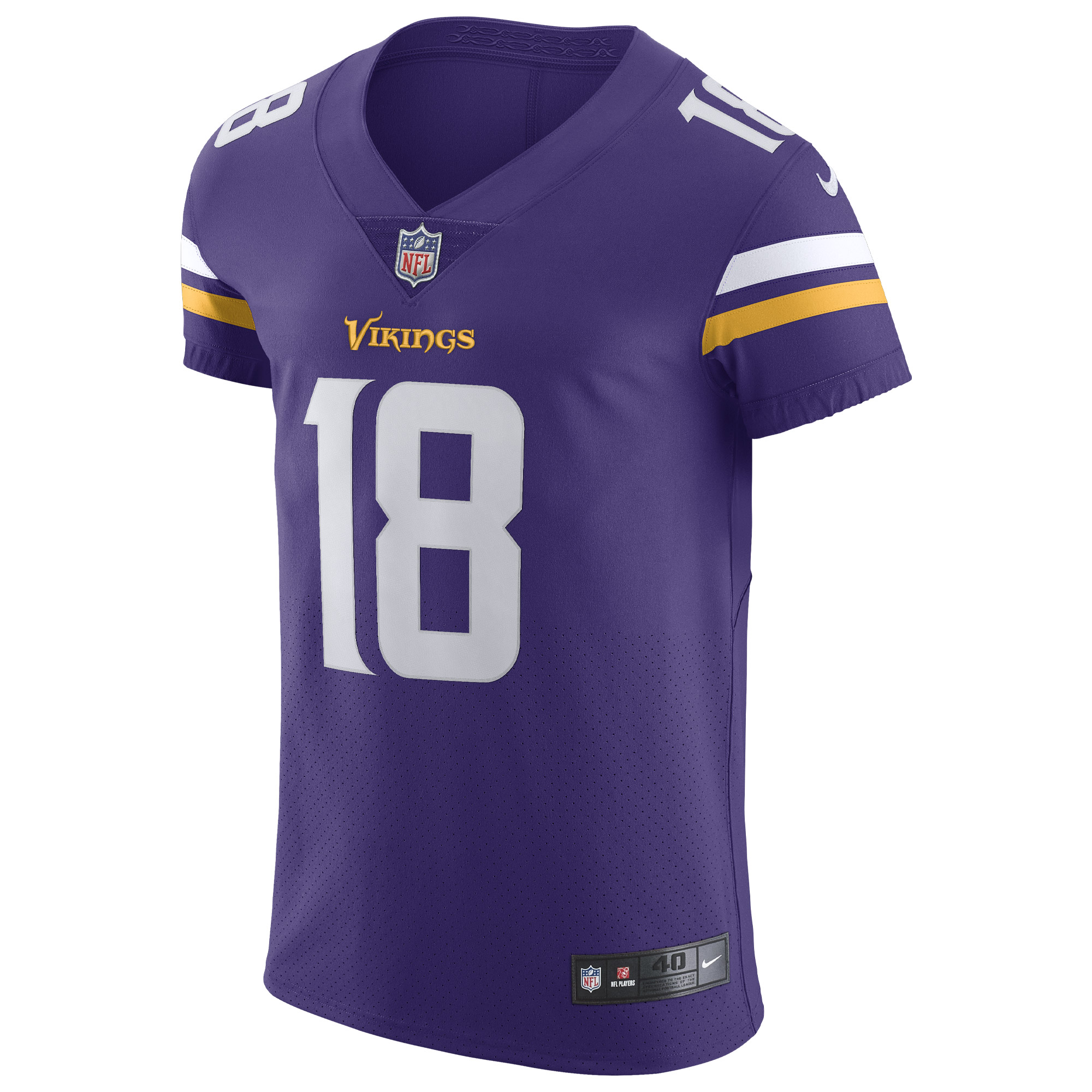 Alternative view of Men's Minnesota Vikings Justin Jefferson Purple Home Vapor Elite Jersey JS1776 nicesnker