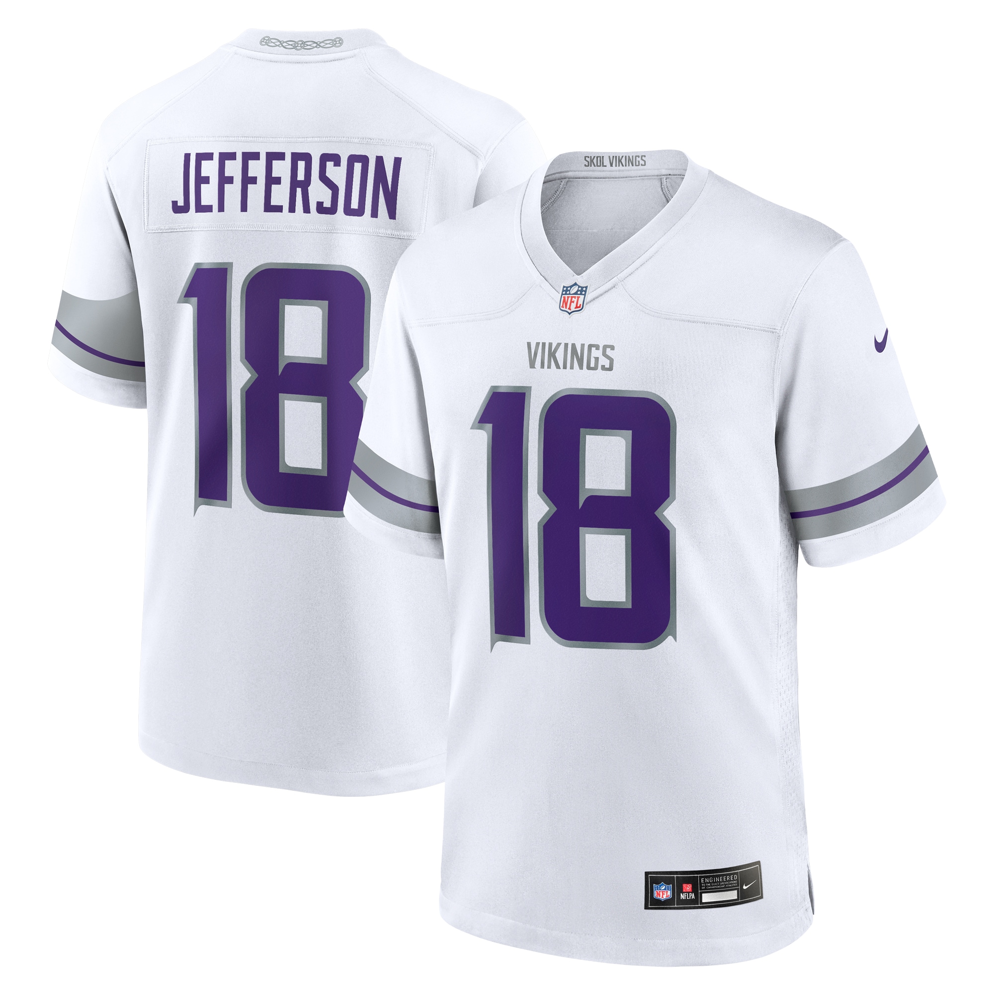 Men's Minnesota Vikings Justin Jefferson White Alternate Game Player Jersey JS7470 nicesnker