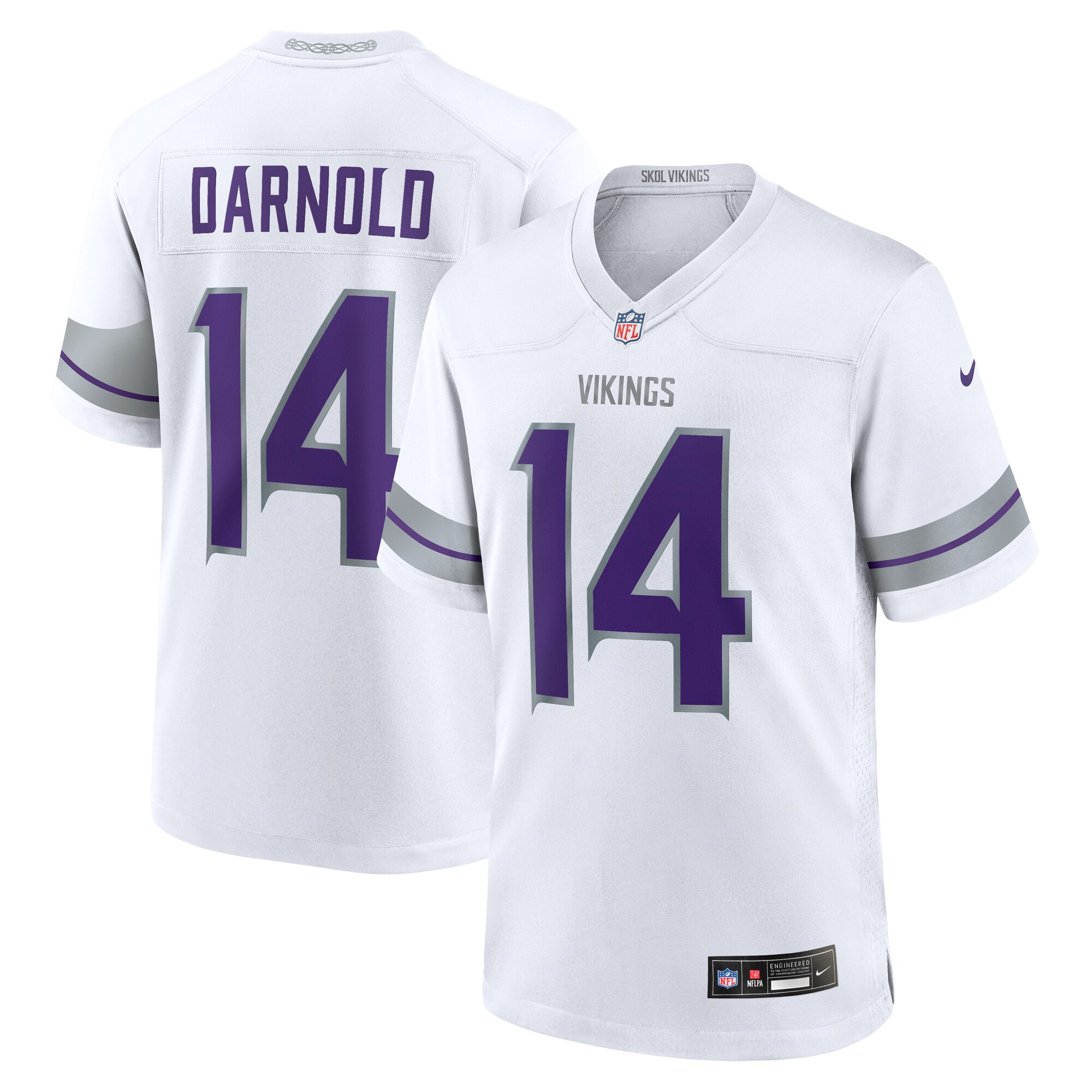 Men's Minnesota Vikings Sam Darnold White Alternate Game Player Jersey JS2345 nicesnker