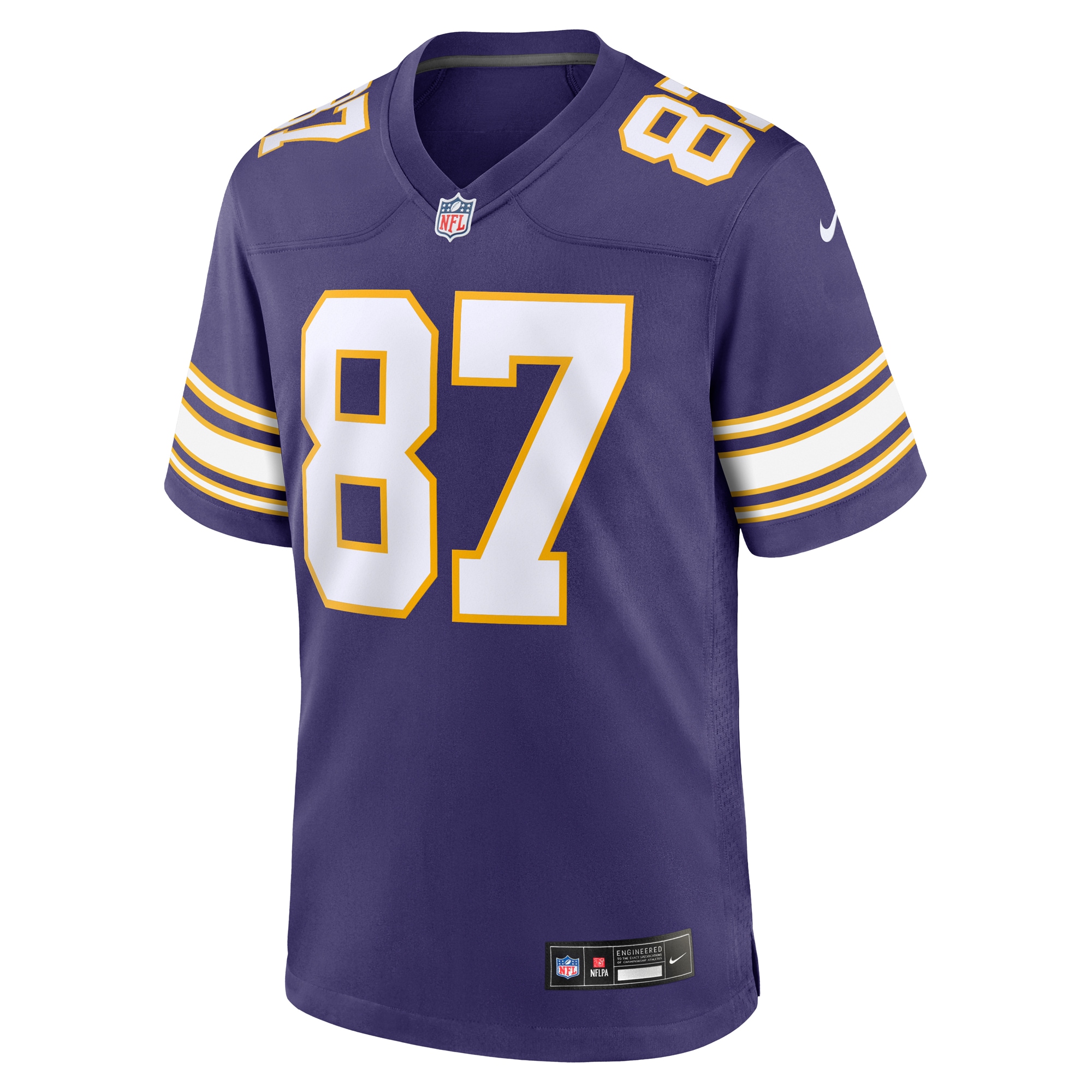 Alternative view of Men's Minnesota Vikings T.J. Hockenson Purple Classic Player Game Jersey JS2873 nicesnker
