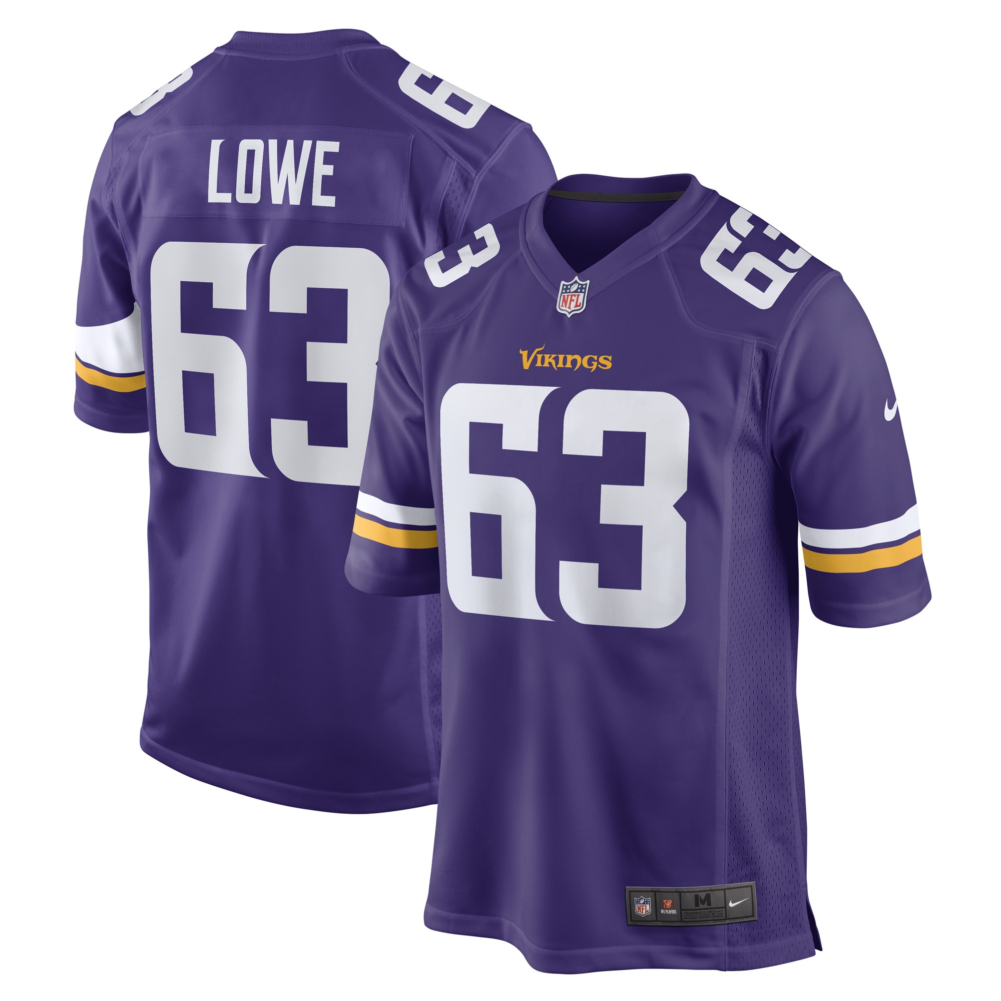 Men's Minnesota Vikings Vederian Lowe Purple Game Player Jersey JS4213 nicesnker